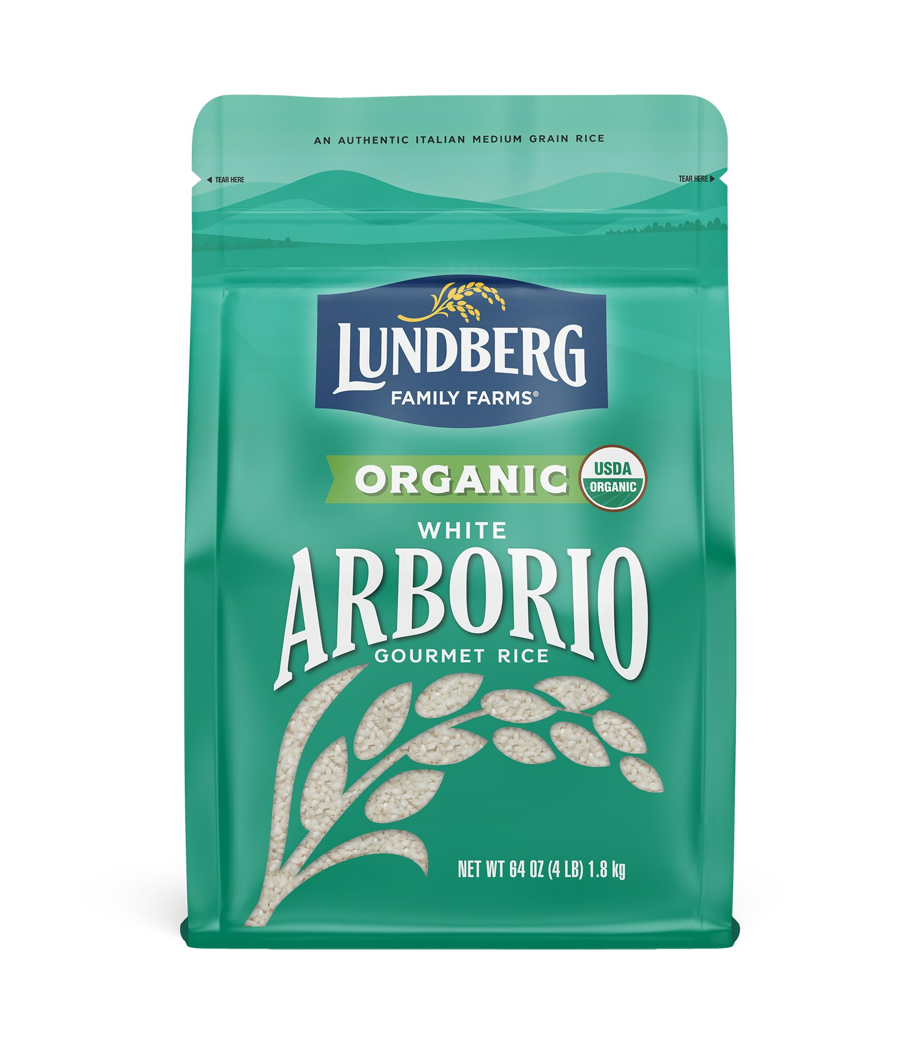 Lundberg Organic Arborio Rice - Rich Flavor & Creamy Texture for Risotto, Rice Pudding & Soups | Sustainably Farmed Gluten-Free Non-GMO Vegan Pantry Staple (4 lbs) - Perfect for Italian Cooking, Desserts & Comfort Food Recipes