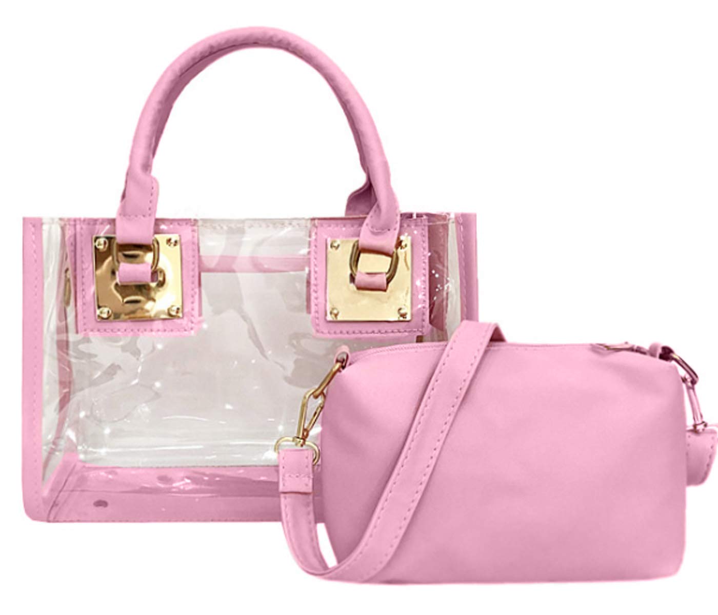 Women's 2-Piece PVC Clear Tote Bag Set - Shoulder & Handbag for Daily Use