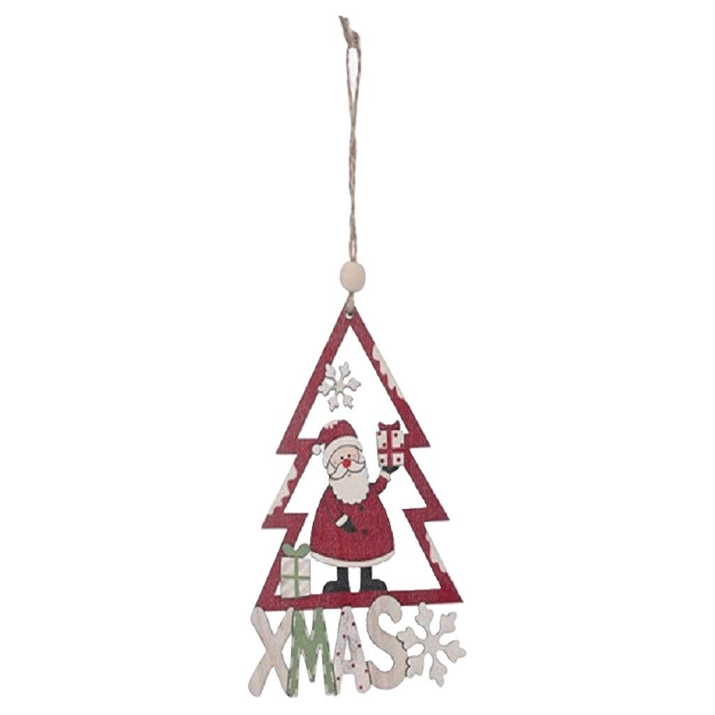 Vintage Cartoon Santa Wooden Ornament Set - 3pc Antique Stained Glass Window Hanging Decor for Christmas Tree, Home, and Holiday Party Decoration