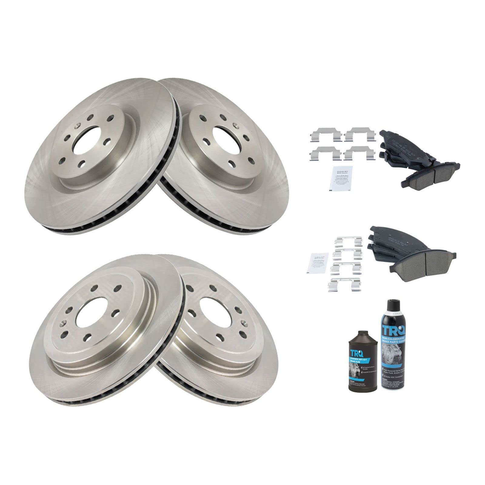High-Performance Front & Rear Ceramic Brake Pads & Rotors Kit for 2010-2016 Cadillac SRX - Includes Brake Chemical Kit for Smooth Stopping Power - Perfect for City Driving & Highway Commutes