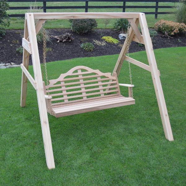 **A&L Furniture Cedar 4x4 A-Frame Swing Stand for Swing or Swingbed - Heavy Duty Outdoor Wooden Swing Set with Hangers Included - Perfect for Backyard, Garden, and Patio Relaxation**