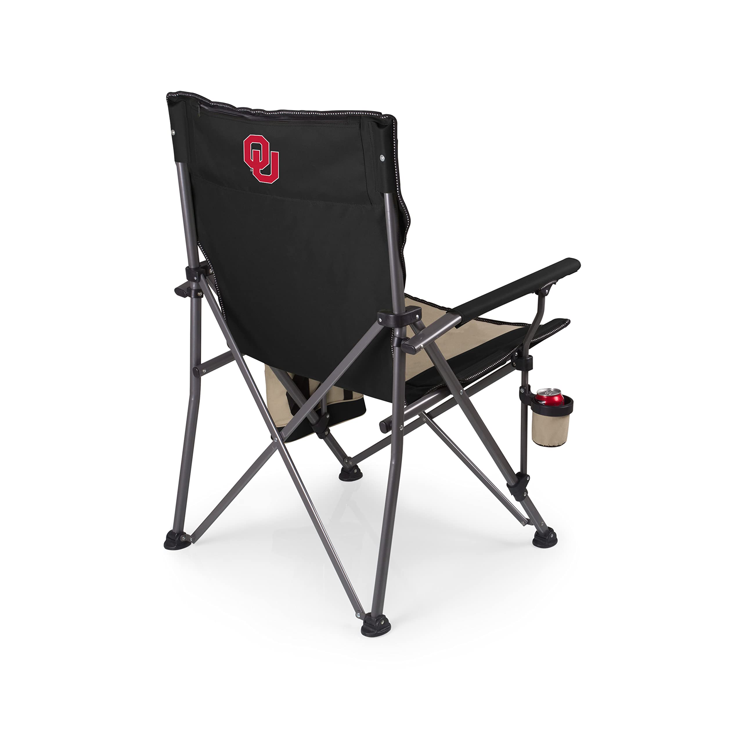 **PICNIC TIME NCAA Big Bear XXL Camp Chair with Cooler - Heavy Duty 500 lb Capacity Folding Beach Chair with Carry Bag (Black) - Perfect for Camping, Tailgating, and Outdoor Events**