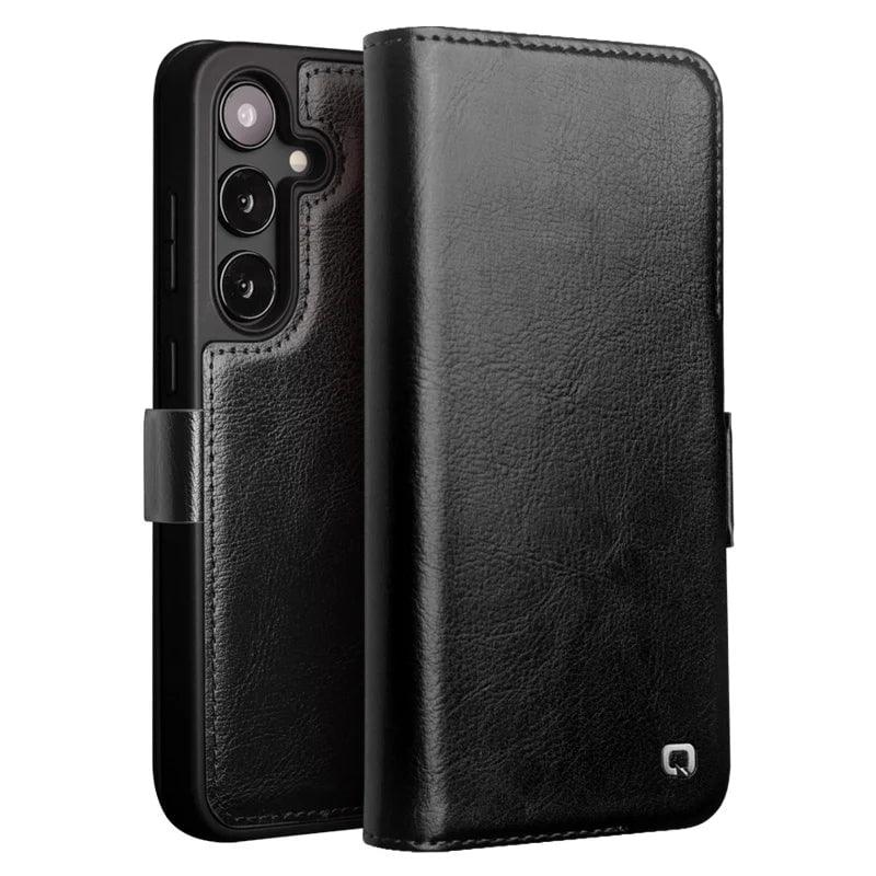 Qialino Genuine Leather Wallet Case for Samsung Galaxy S24 - Slim Protective Cover with Card Slots (Perfect for Everyday Use & Travel)