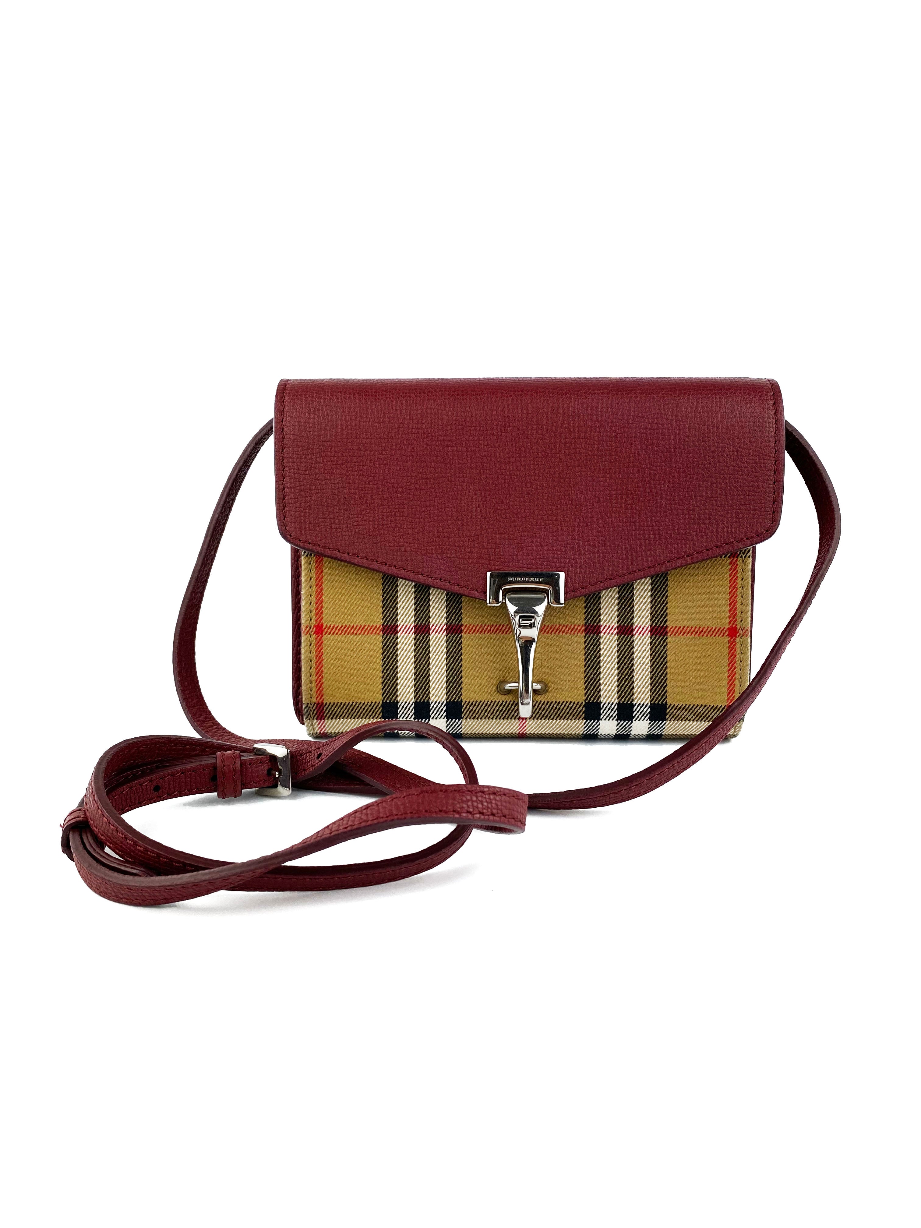 Burberry Red Check Leather Handbag for Women - Luxury Designer Tote & Shoulder Bag for Work, Travel & Everyday Use