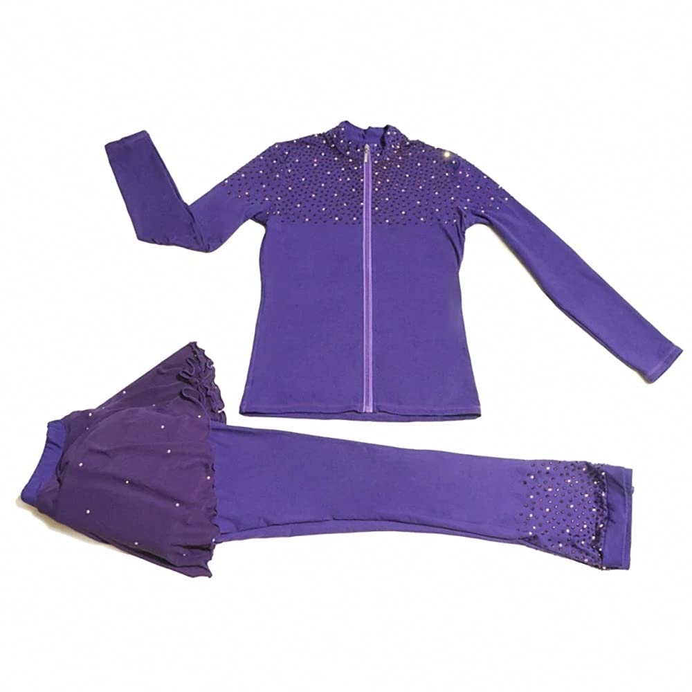 LIUHUO Girls Figure Skating Outfit Set - Ice Skating Pants & Jacket for Teens, Practice Leggings & Top for Training - Perfect for Ice Rink, Competitions & Winter Sports