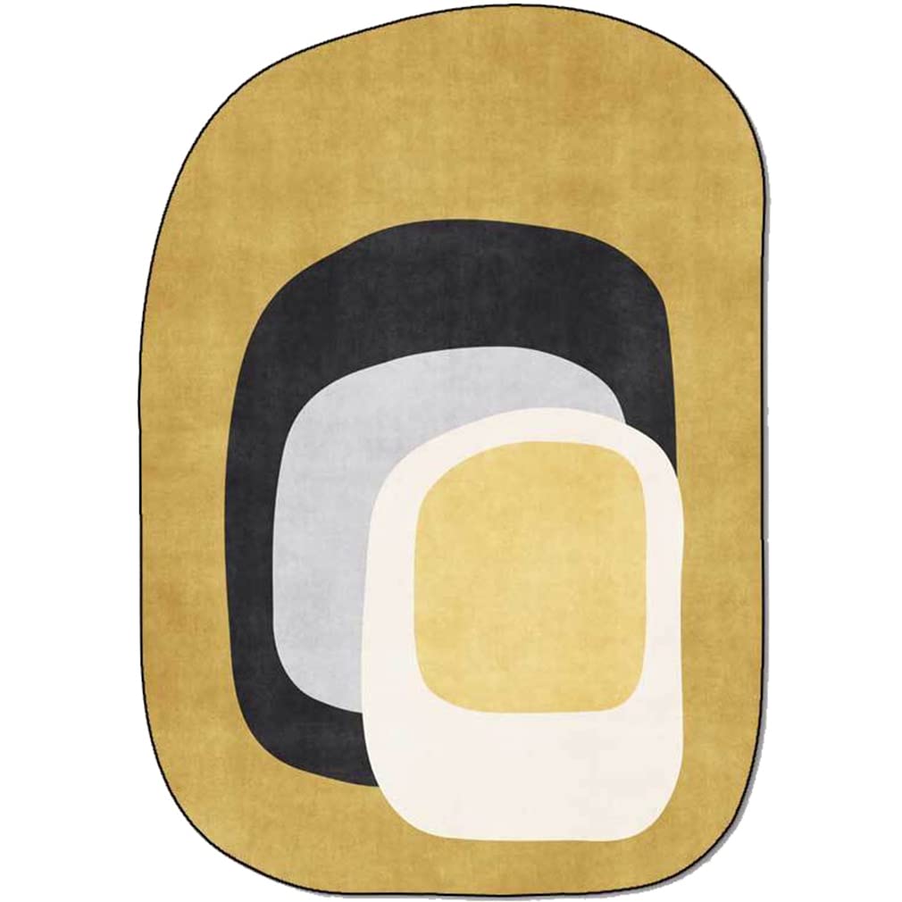 Modern Geometric Patchwork Area Rug - Ombre Farmhouse Decor Carpet for Living Room, Bedroom, Kitchen Runner - Non-Slip Indoor Outdoor Rug - 3.2'x5.2' Yellow - Perfect for Boho Chic Home, Dorm Decor & Entryway Mat