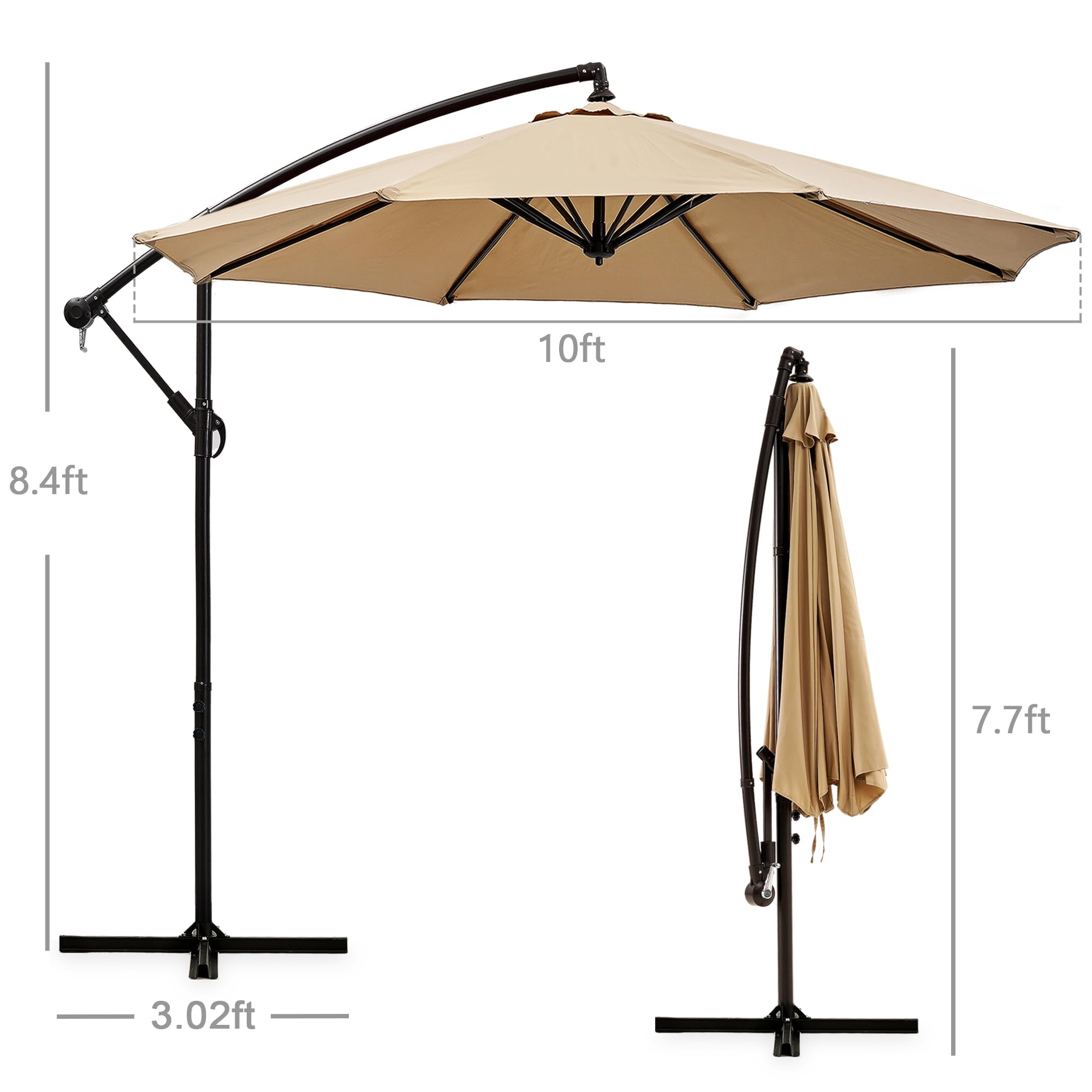 VECELO 10ft Offset Hanging Market Patio Umbrella with UV Protection & Waterproof Cover - Perfect for Outdoor Dining, Farmers Markets, Backyard Lounging, Poolside Relaxation, Garden Parties & Lawn Decor