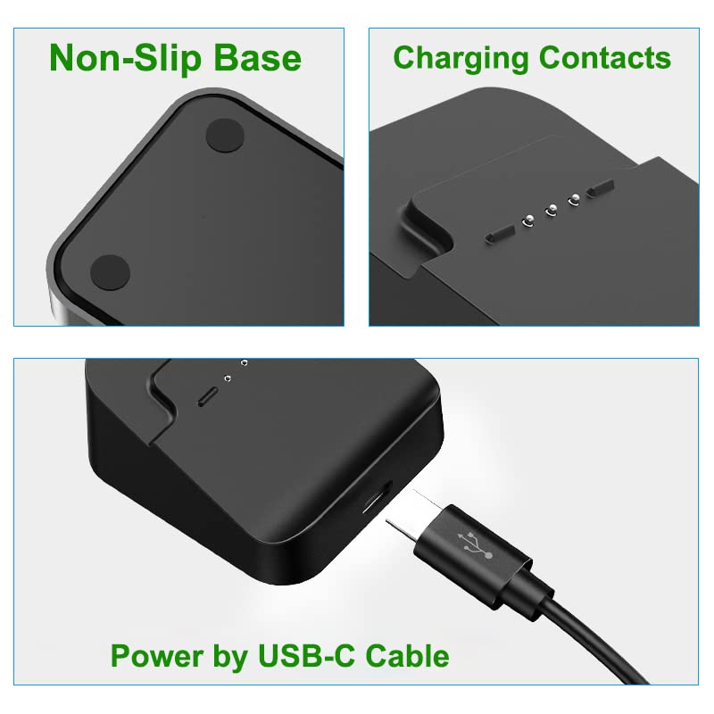 Wireless USB-C Magnetic Charging Dock Station for Xbox One Elite Series 2 Controller - Fast Charging Stand with Secure Magnetic Connection (Black) - Perfect for Gaming Setups & Travel Accessories