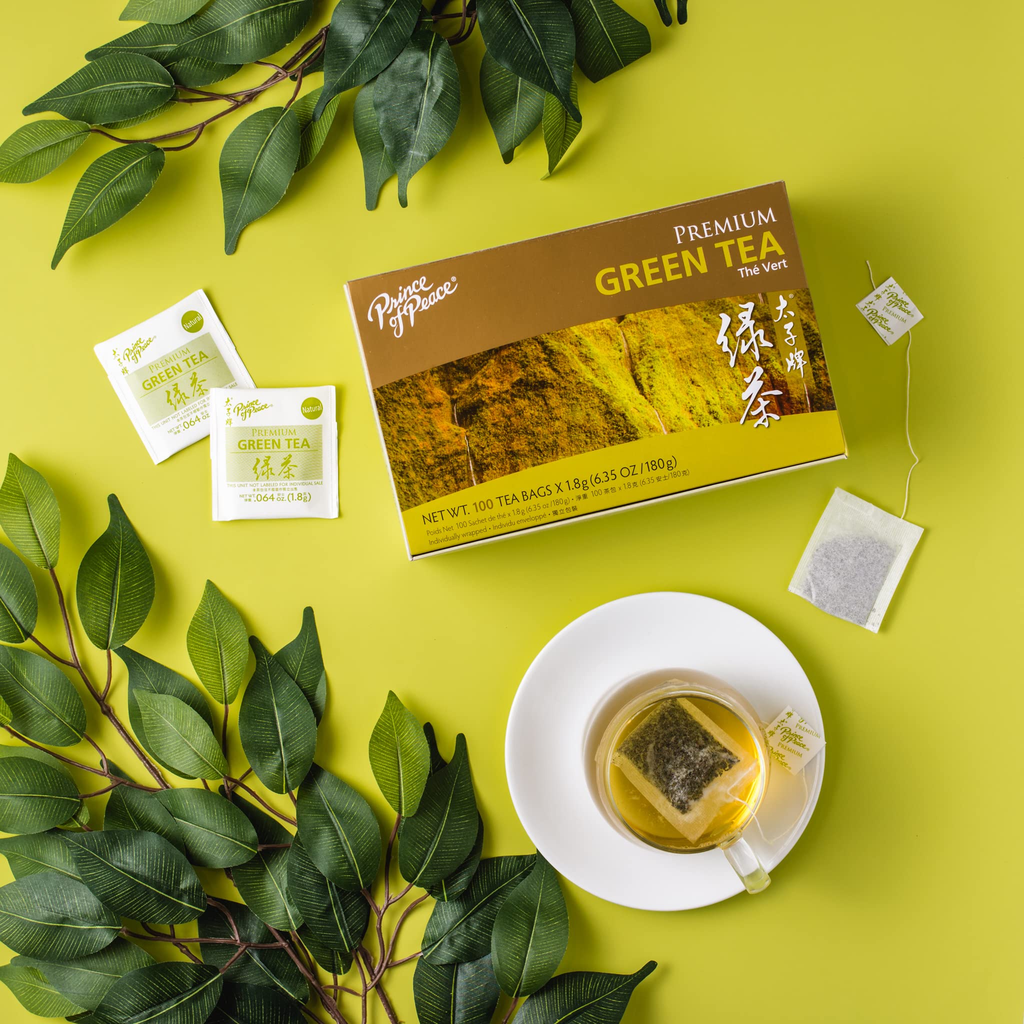Prince of Peace Premium Green Tea Bags - 100 Count | Antioxidant-Rich Organic Green Tea for Weight Loss & Energy Boost | Perfect for Morning Refreshment, Afternoon Relaxation & Office Wellness