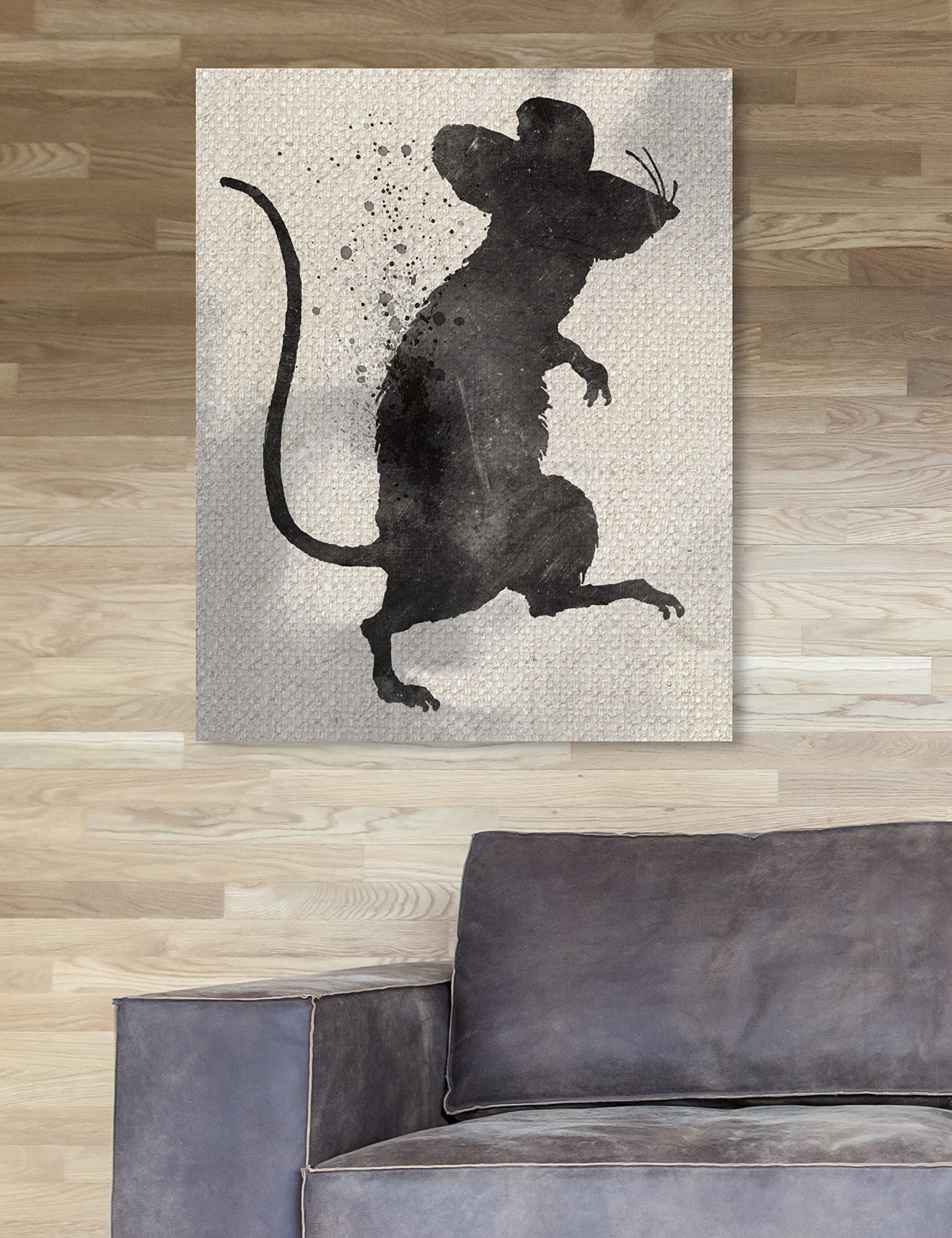 Oliver Gal Artist Co. Rat Silhouette Wall Art Canvas Print - 20x24 Inches Black & Brown Animal Artwork for Home & Office Decor | Modern Living Room, Bedroom, Study Room Wall Decor