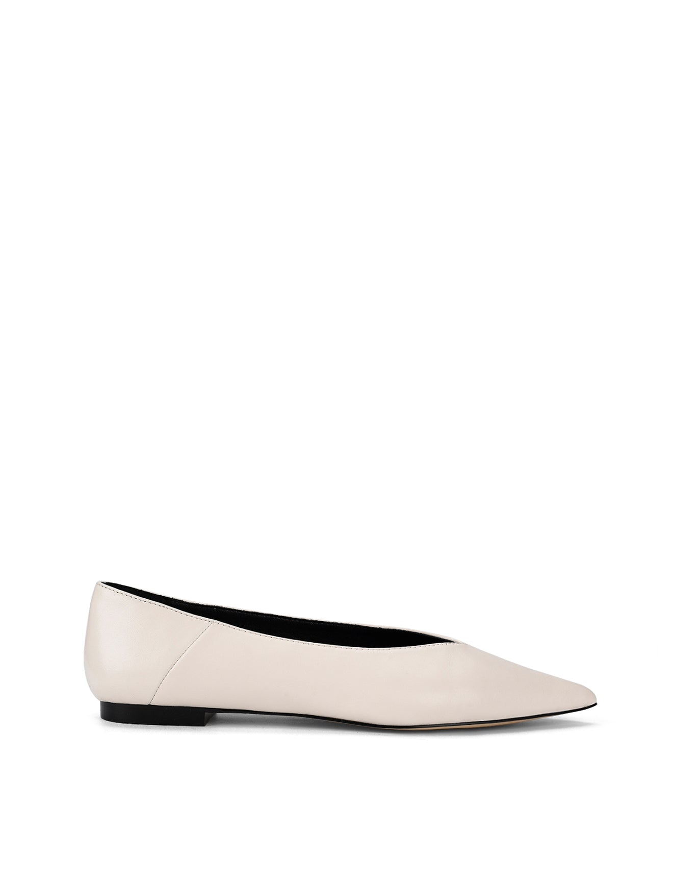 Locke Flat Pumps for Women - Chalk White Genuine Leather Slip-On Shoes | Comfortable & Stylish Ballet Flats for Work, Office, and Casual Wear