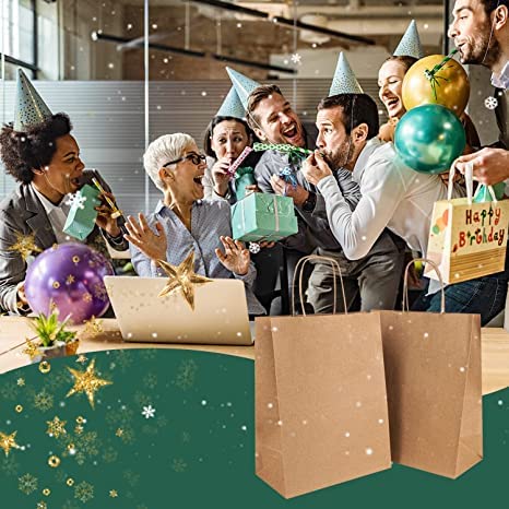 Eco-Friendly Kraft Paper Bags 8x10x4 Inches (Brown) - 50 Pack Small Shopping Retail Carry Bags, Recycled Disposable Gift Bags for Merchandise, Crafts & Parties - Perfect for Retail Stores, Gift Wrapping & Eco-Conscious Shopping