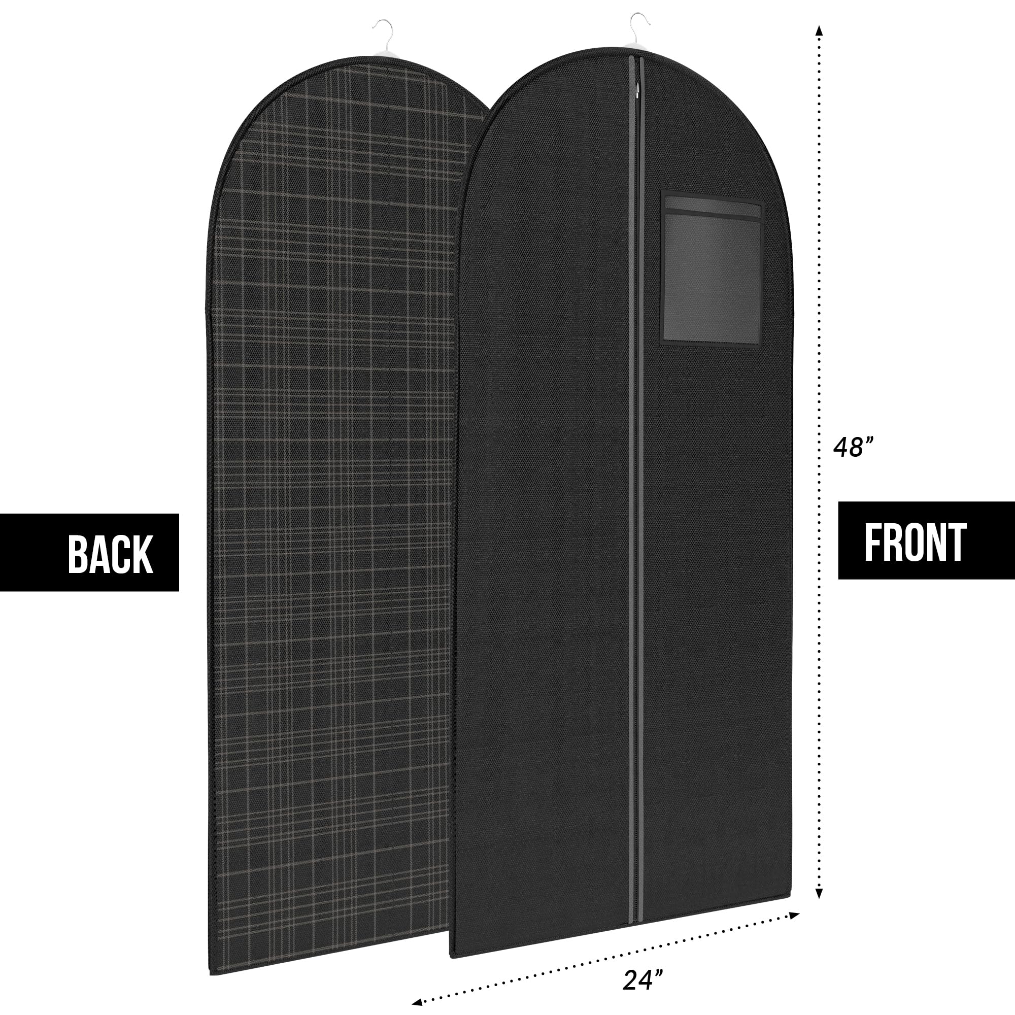 Black Tartan Suit Garment Travel Bags with ID Tag Window - Heavy Duty Yet Lightweight Luggage for Business Trips & Formal Events
