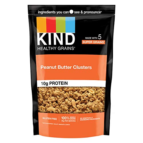 KIND Healthy Grains Clusters Peanut Butter Granola - Gluten Free Snack with 10g Protein (6 Pack) | Perfect for Breakfast, On-The-Go Snacking & Healthy Lifestyle