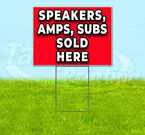 18x24 Inch Yard Sign for Speaker Amps & Subs - Metal Step Stake Included | Bulk Discounts & Multi-Packs Available | Durable Bandit Style Advertising Sign for Music Stores & Events (Made in USA)