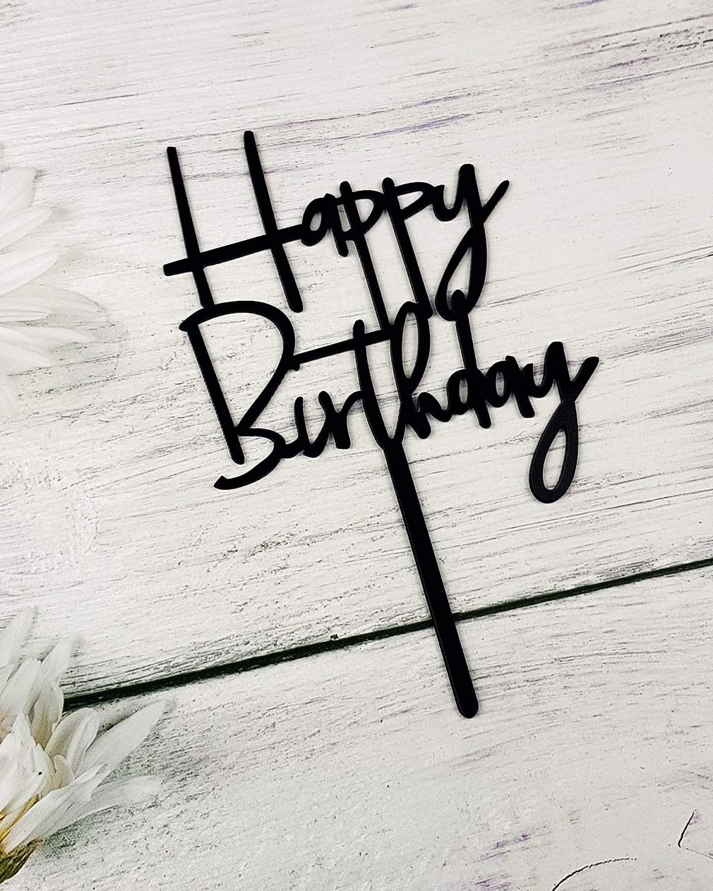 Happy Birthday Cake Topper - Elegant Black Acrylic Party Decoration for Birthday Cakes, Cupcakes & Desserts - Perfect for Birthday Parties, Baby Showers & Special Celebrations