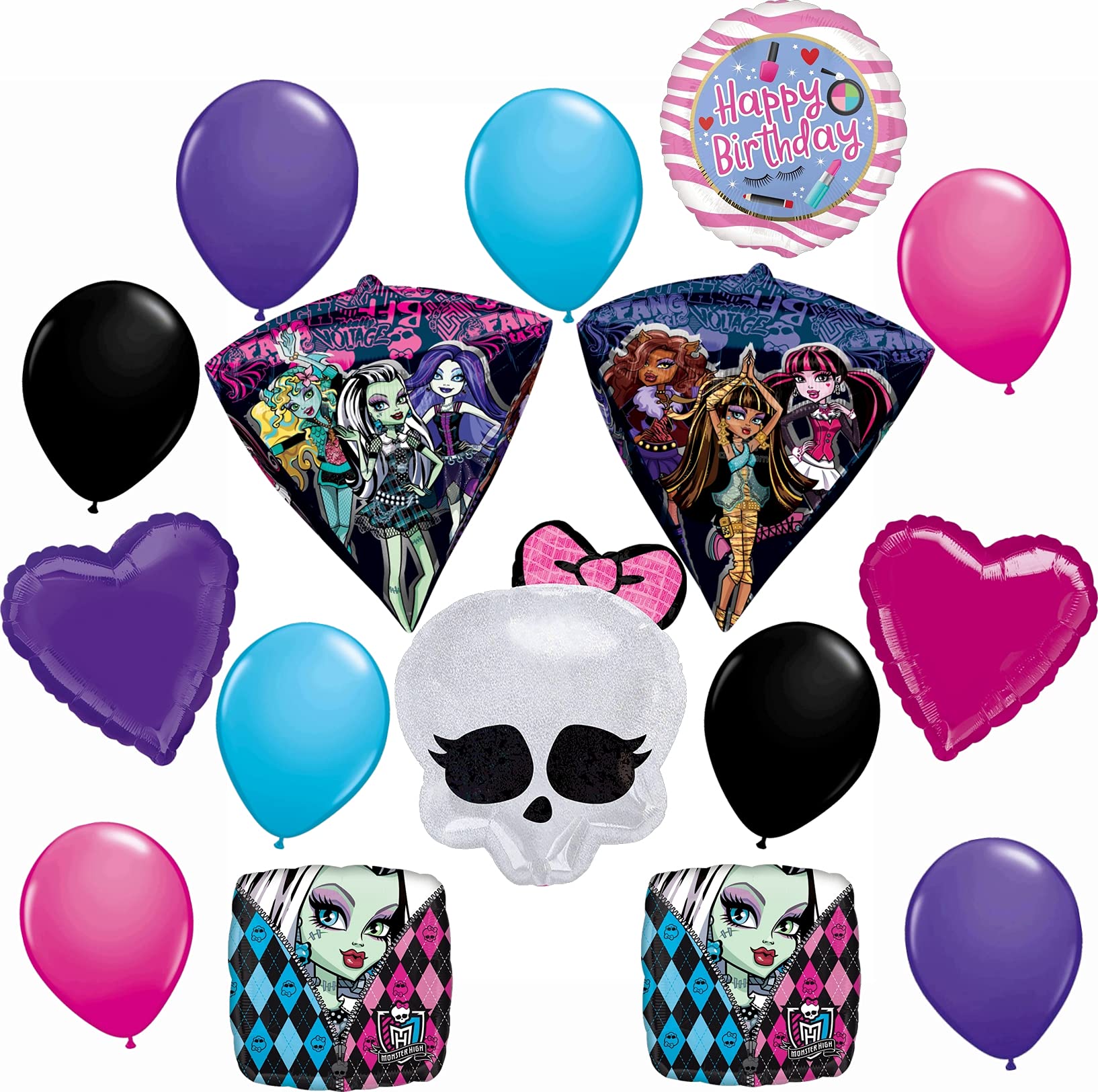 Monster High Birthday Party Supplies - Diamond Balloon Bouquet Decorations for Kids Birthday, Halloween & Themed Party Decor