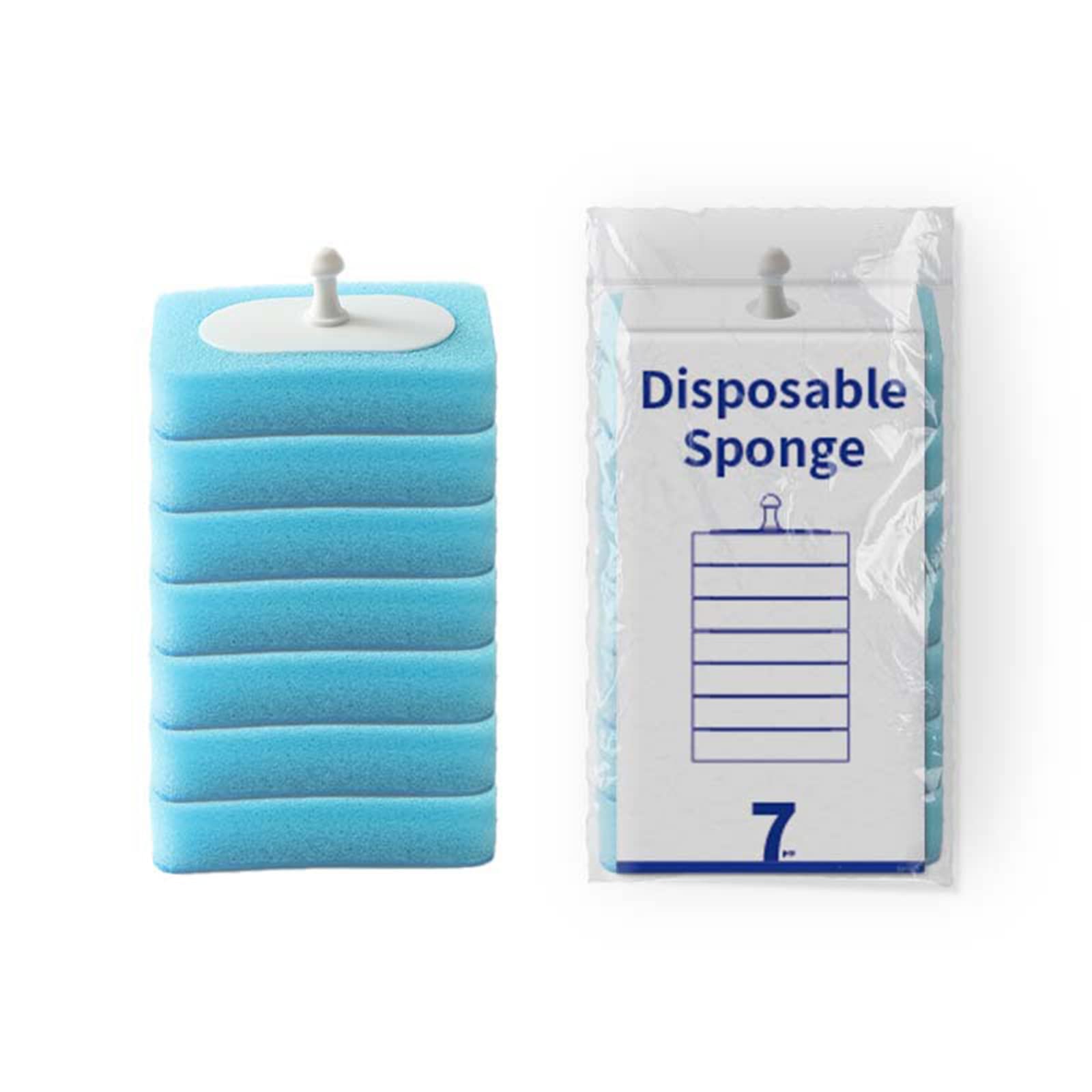 Andoer Disposable Toilet Cleaning Brush with 7 Refill Heads - Wall Mounted Detachable Toilet Wand for Bathroom Cleaning - Ideal for Quick Sanitizing and Deep Scrubbing of Toilet Bowls