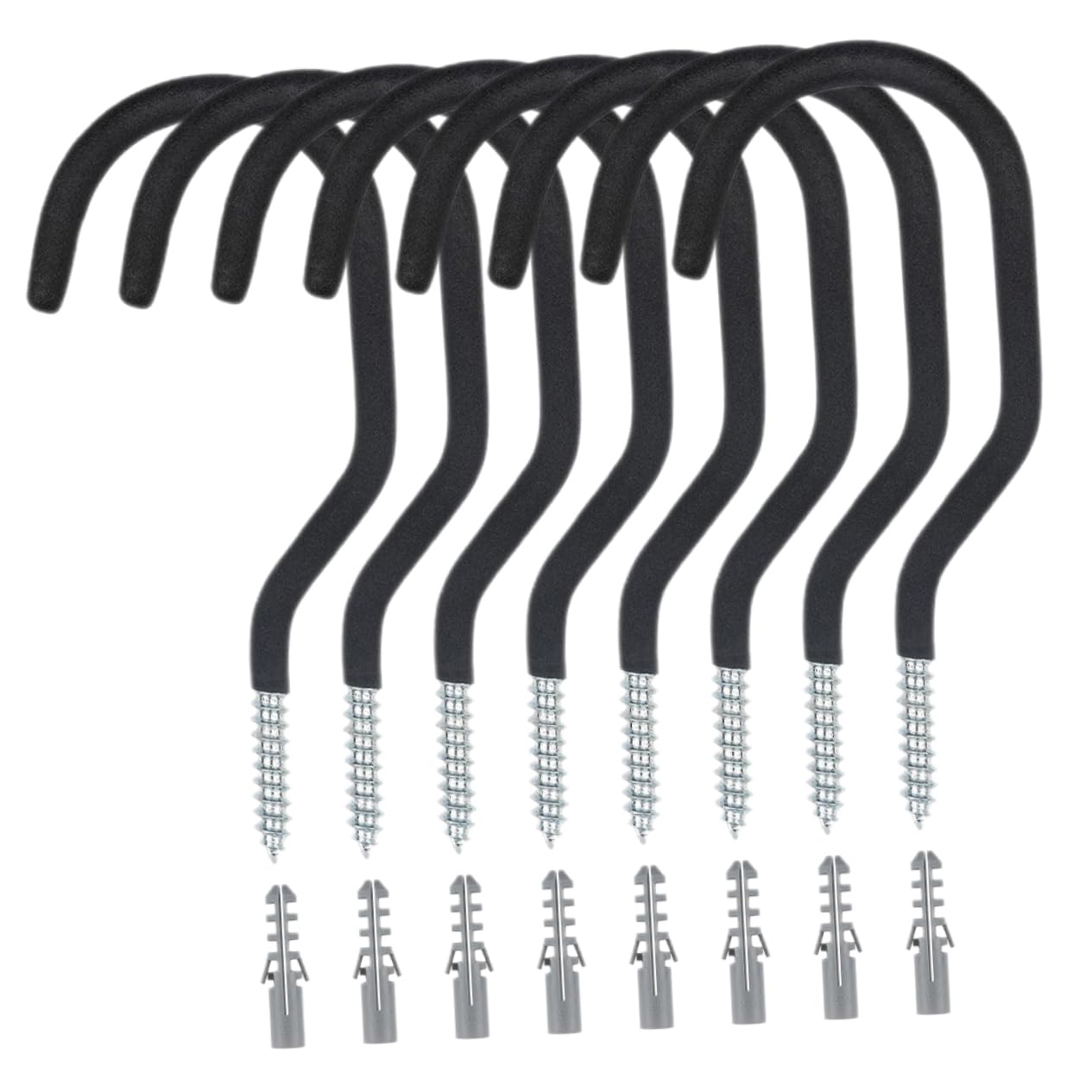 16 Pcs Heavy Duty Bike Hooks for Indoor Bike Storage - Black Carbon Steel Wall Mount Rack for Electric Bikes & Bicycles - Perfect for Garage, Basement & Apartment Organization