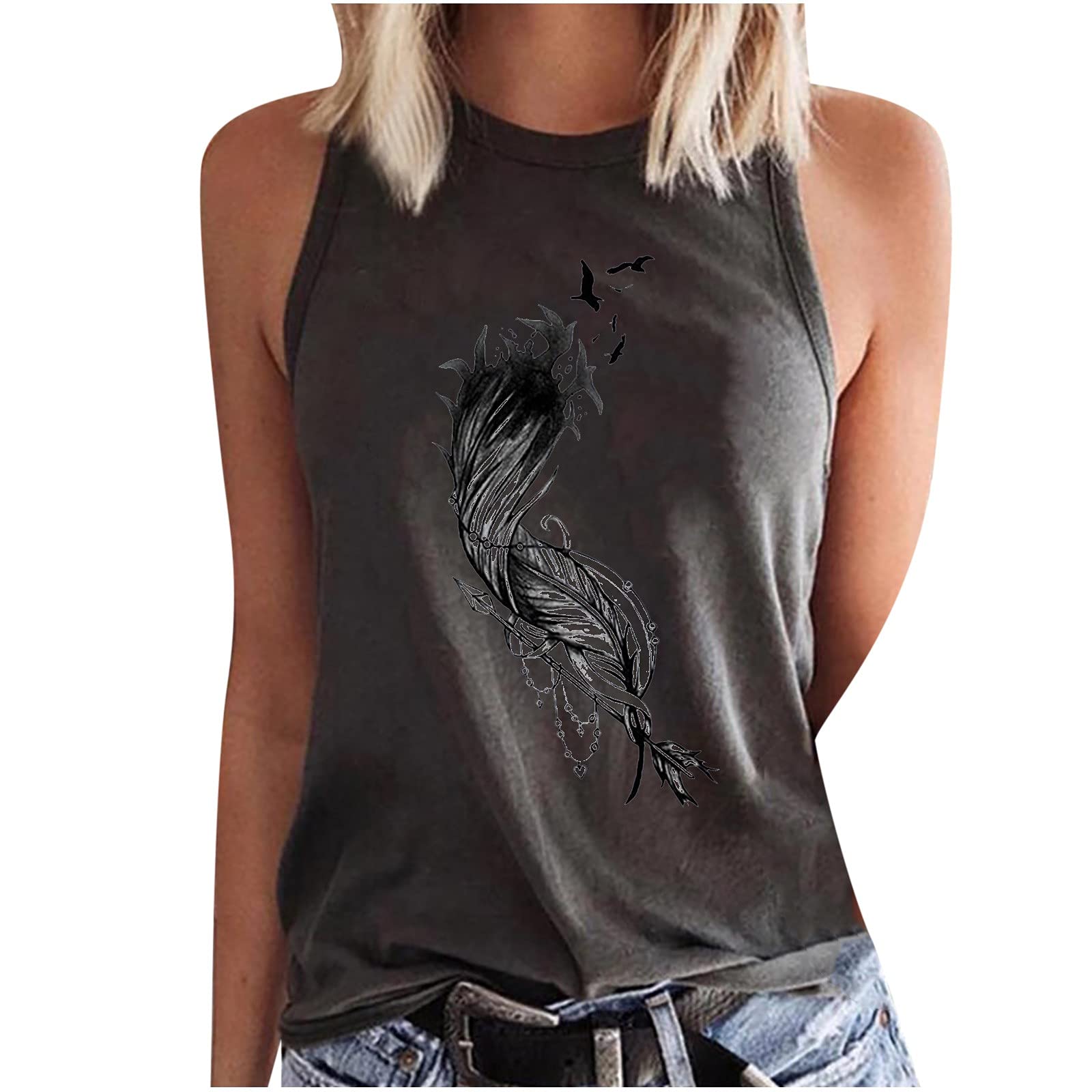 Women's Loose Fit Sleeveless Tank Tops - Summer Casual V-Neck Printed Blouse for Women | Perfect for Beach, Gym & Everyday Wear