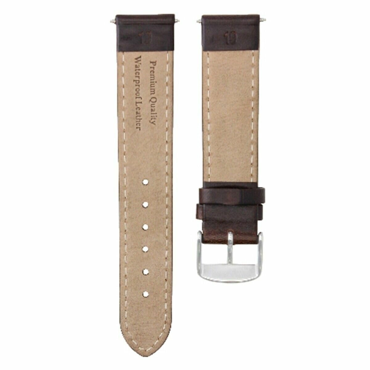 18mm Smooth Brown Leather Watch Band Strap with White Stitching - Compatible with Breitling Pilot & Crosswind Watches - Replacement Strap for Men's Dress & Casual Watches