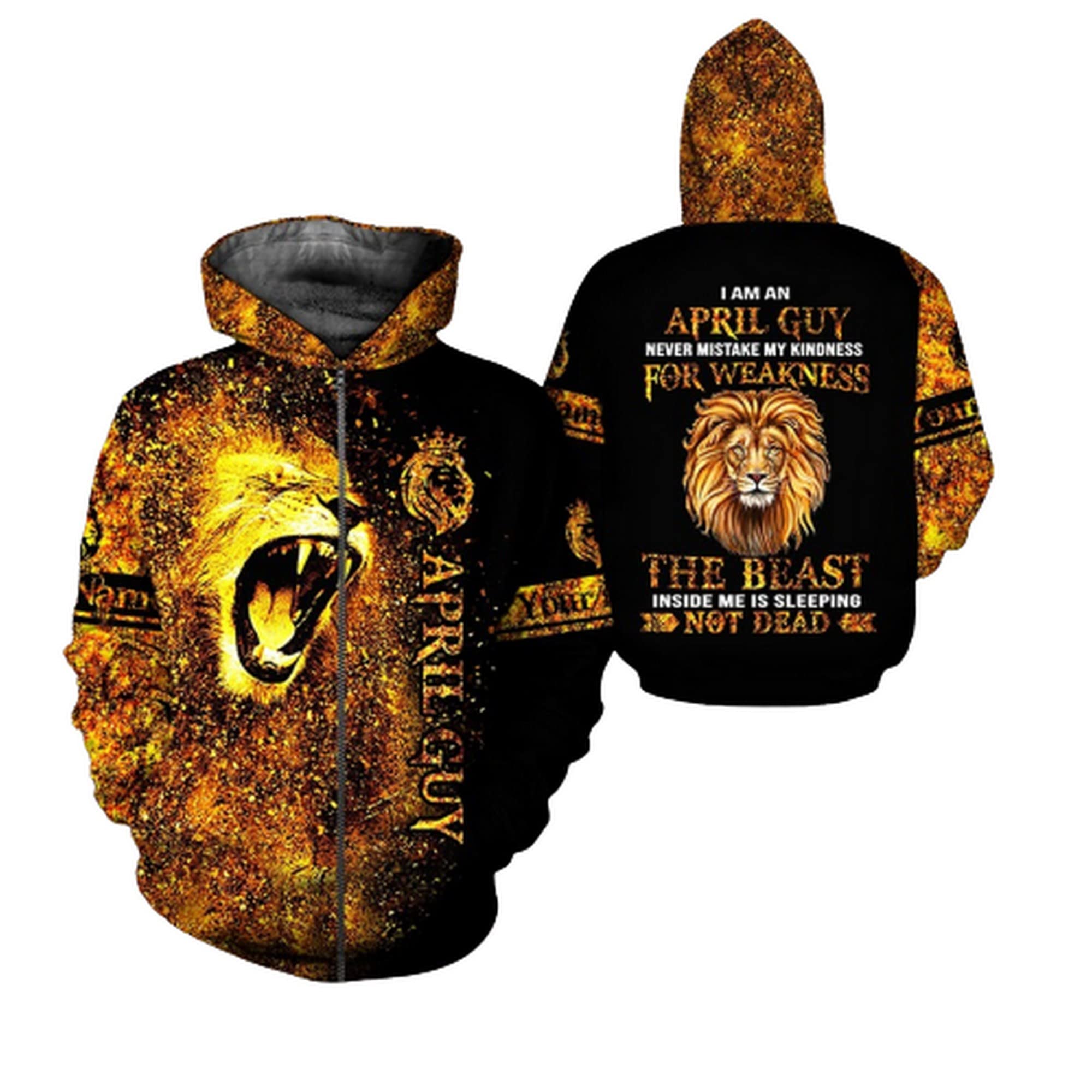 Custom 3D Printed April Guy Pullover Hoodie - Unisex Zip-Up Sweatshirt with Front Pocket | Christmas & Birthday Gifts for Men & Women | Perfect for Casual Wear, Gifting & Holiday Celebrations
