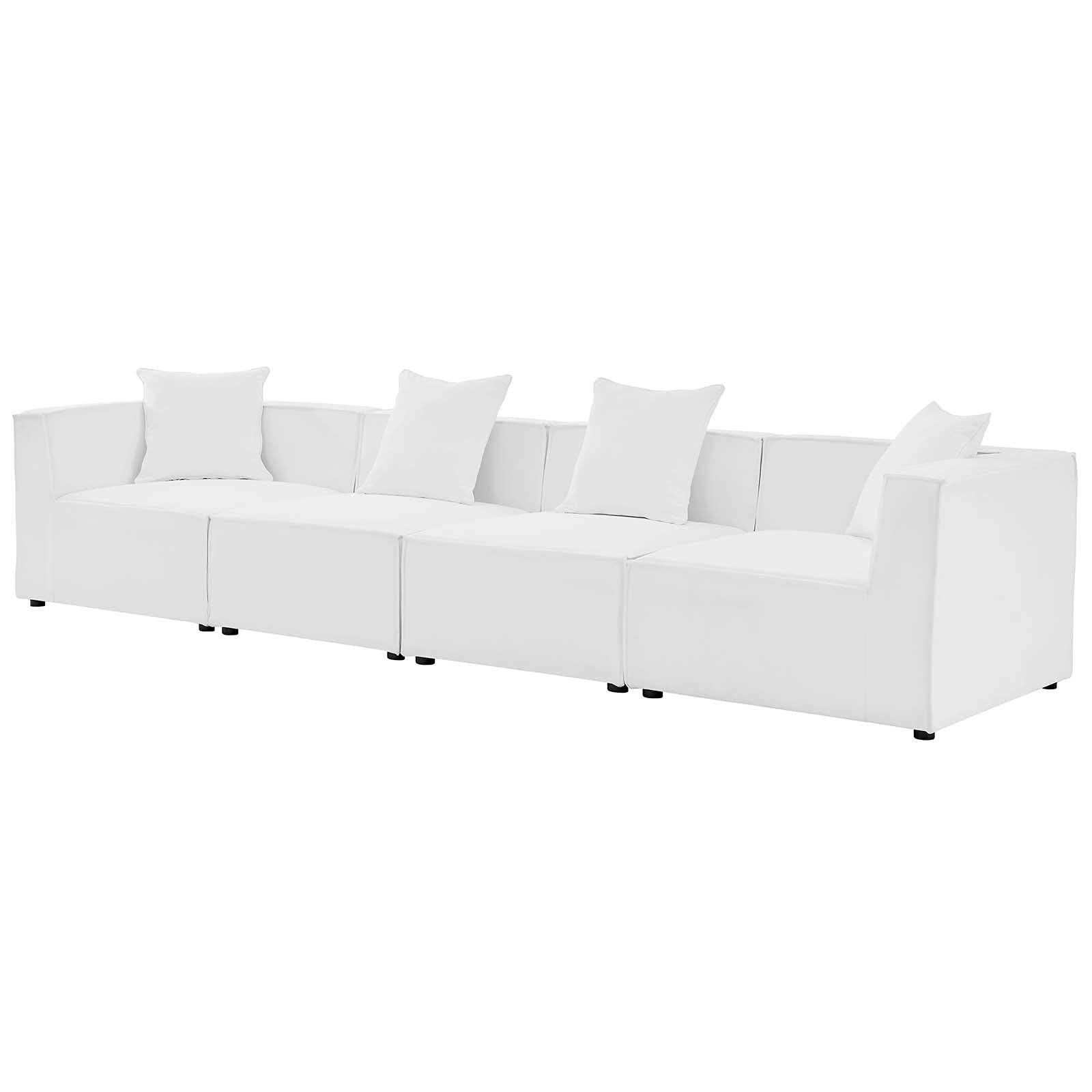 Modern White Fabric Lounge Sectional Sofa Set for Outdoor Patio, Balcony, Cafe, Bistro, Garden, Hotel - Perfect for Relaxing and Entertaining