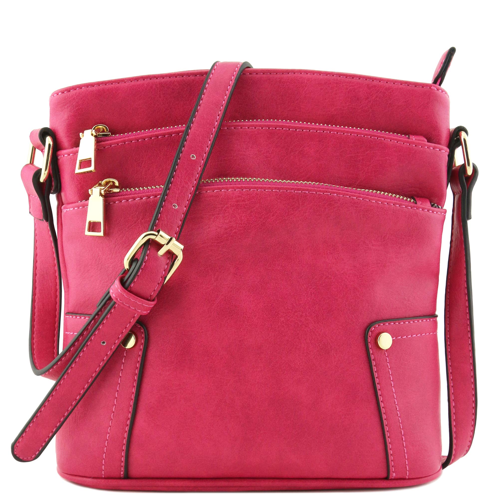 Stylish Triple Zip Pocket Crossbody Bag for Women - Medium Size with Multiple Compartments | Perfect for Travel, Shopping, and Everyday Use