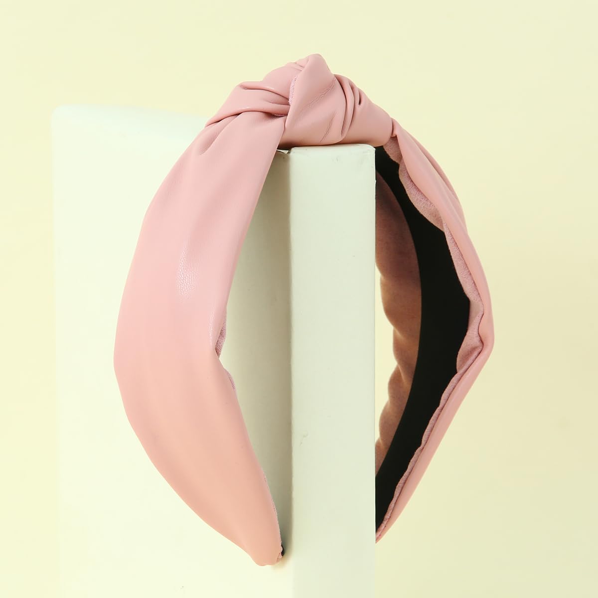 FEDANS Women's Luxury Leather Knotted Headband - Non-Slip Wide Top Knot Hair Accessory for Women & Girls (Pink) | Perfect for Work, Parties, Weddings & Everyday Fashion