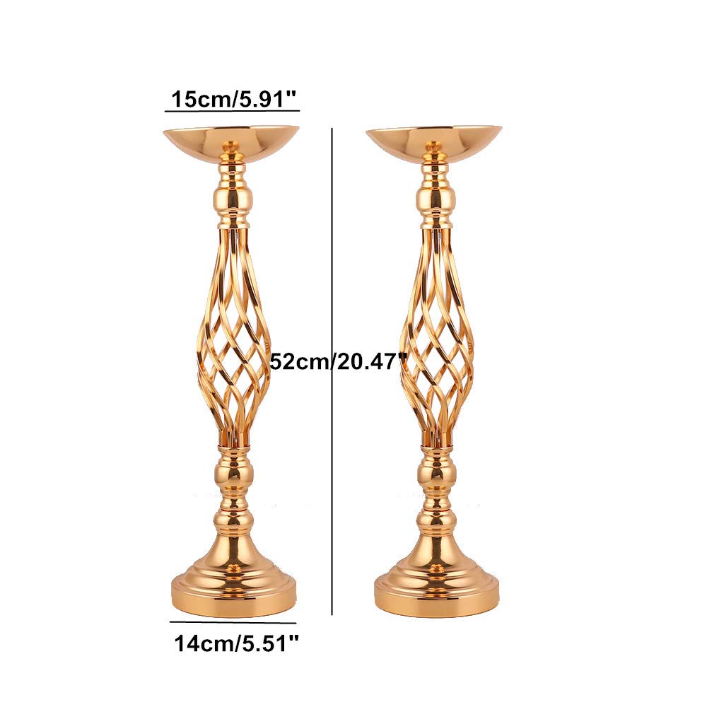 2 Pcs Elegant Wedding Centerpieces for Reception Tables - Twist Candle Holders & Metal Flower Vases - Perfect for Wedding Party, Dinner Events, Hotel & Home Decor - Ideal for Romantic Dinners, Anniversary Celebrations and Special Occasions