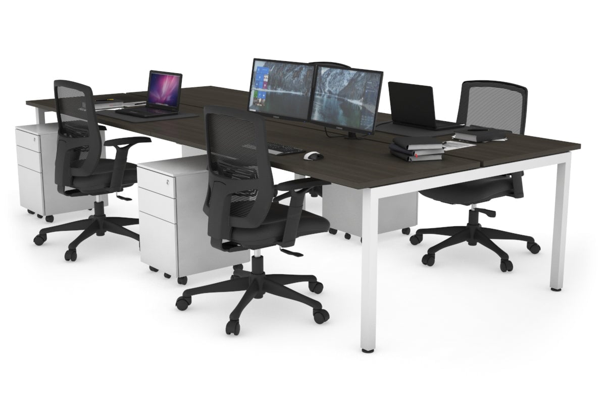 Quadro Square Legs 4-Person Office Workstation Desk - 1800mm x 700mm (71