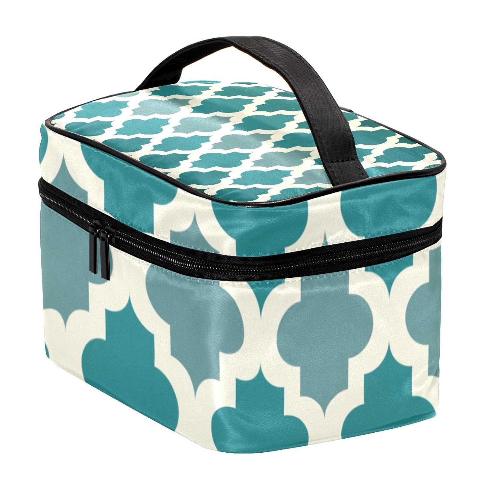 Moroccan Teal Makeup Bag Large Cosmetic Organizer for Women Travel & Gym