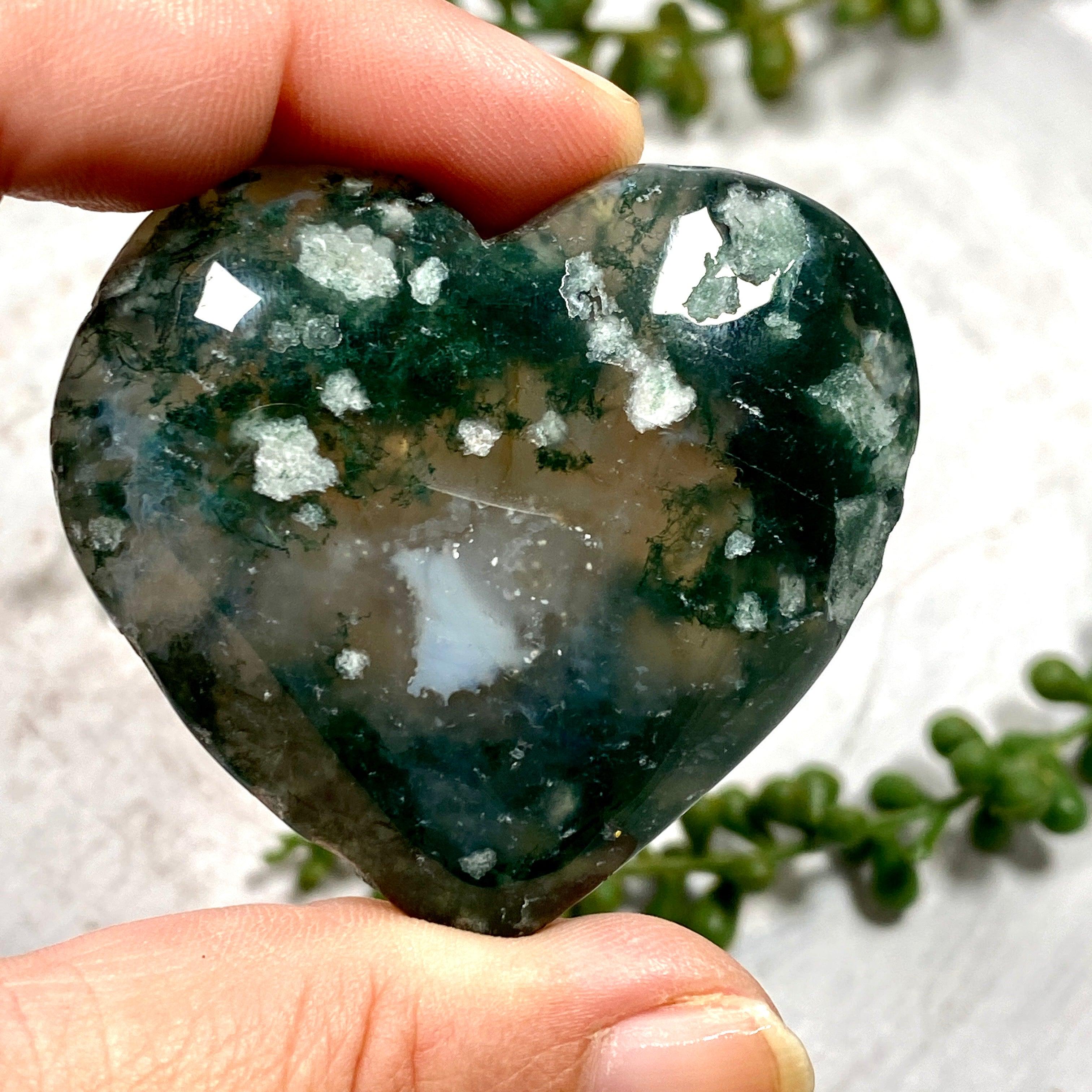 Healing Moss Agate Heart Pendant - Natural Stone Jewelry for Meditation, Energy Balance & Spiritual Healing | Perfect for Yoga, Reiki & Chakra Alignment