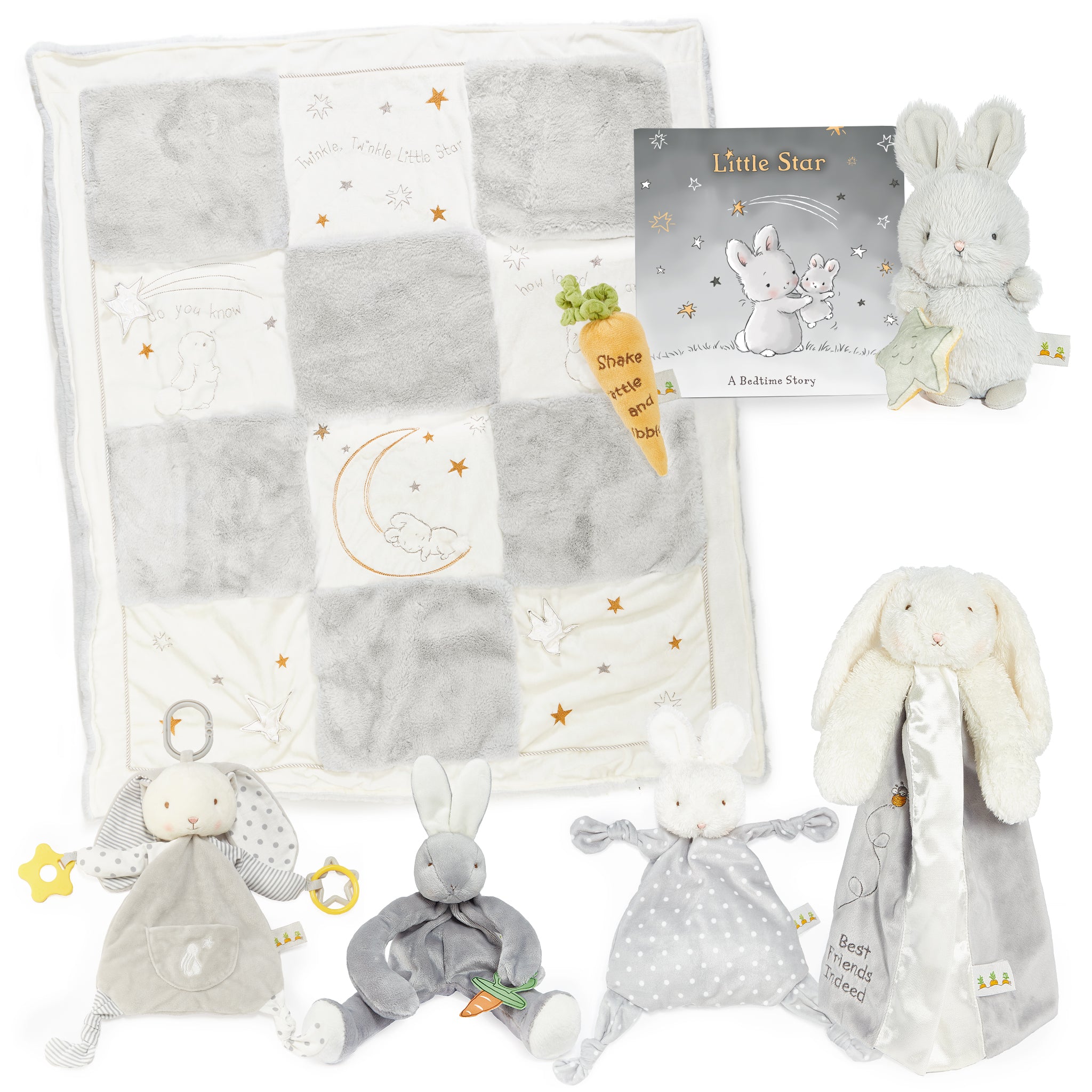 Little Star Deluxe Baby Gift Set - Premium Newborn Essentials for Shower, Christening & 1st Birthday - Soft Blanket, Onesies, Booties & Rattle Set