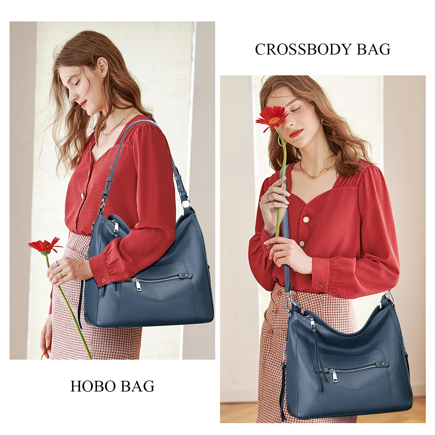 Genuine Leather Hobo Purses for Women - Stylish Crossbody Shoulder Bag - Perfect for Work, Travel & Everyday Use