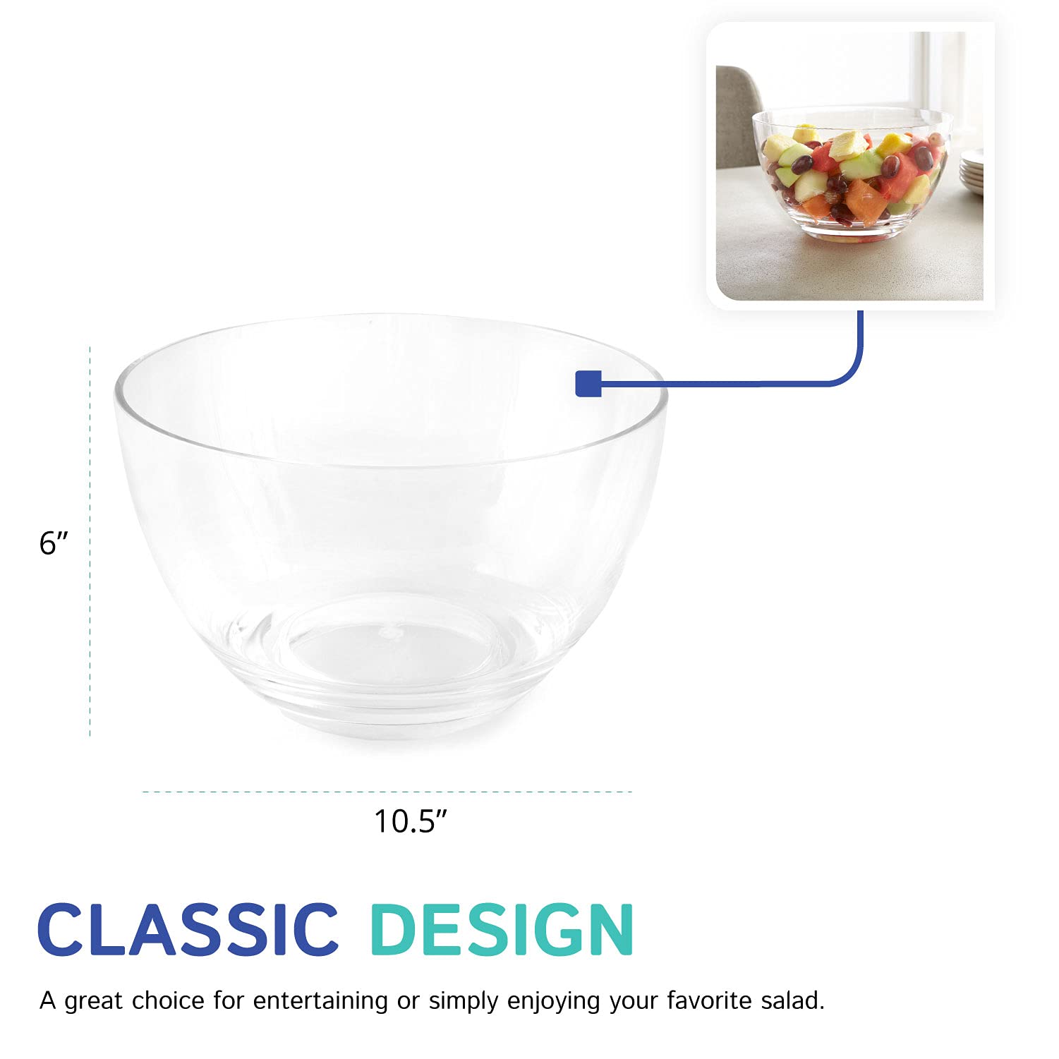 Premium Acrylic Arc Thick Round Serving Bowl - Perfect for Chips, Salads, Snacks - Ideal for Parties, Kitchen Use & Holiday Gatherings - Durable & Stylish Serving Dish for Entertaining