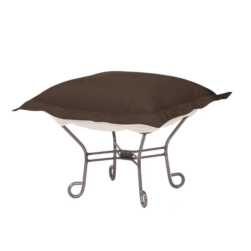 Howard Elliott Scroll Puff Rocker Seating Chair with Cover - Titanium Frame Butterfly Chair for Patio, Camping, Indoor & Outdoor Use - Multipurpose Alternative Seating in Seascape Charcoal - Perfect for Living Rooms, Gardens, and Beach Relaxation