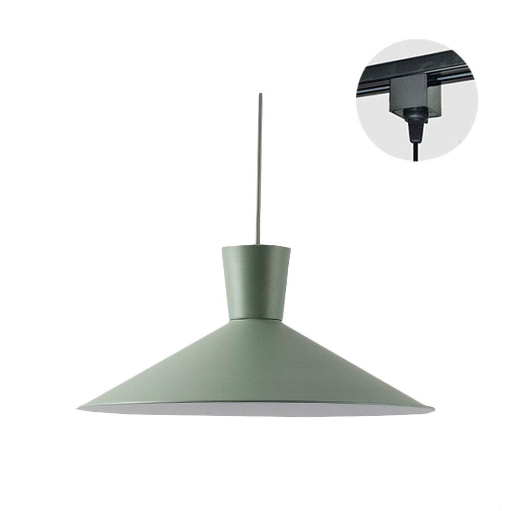 H-Type Track Macarons Pendant Light - 3.2 ft Cord, Green Iron Shade, Nordic Industrial Style Ceiling Lamp (Bulbs Not Included) GDTB0998 - Perfect for Kitchen Island, Dining Room, and Loft Lighting