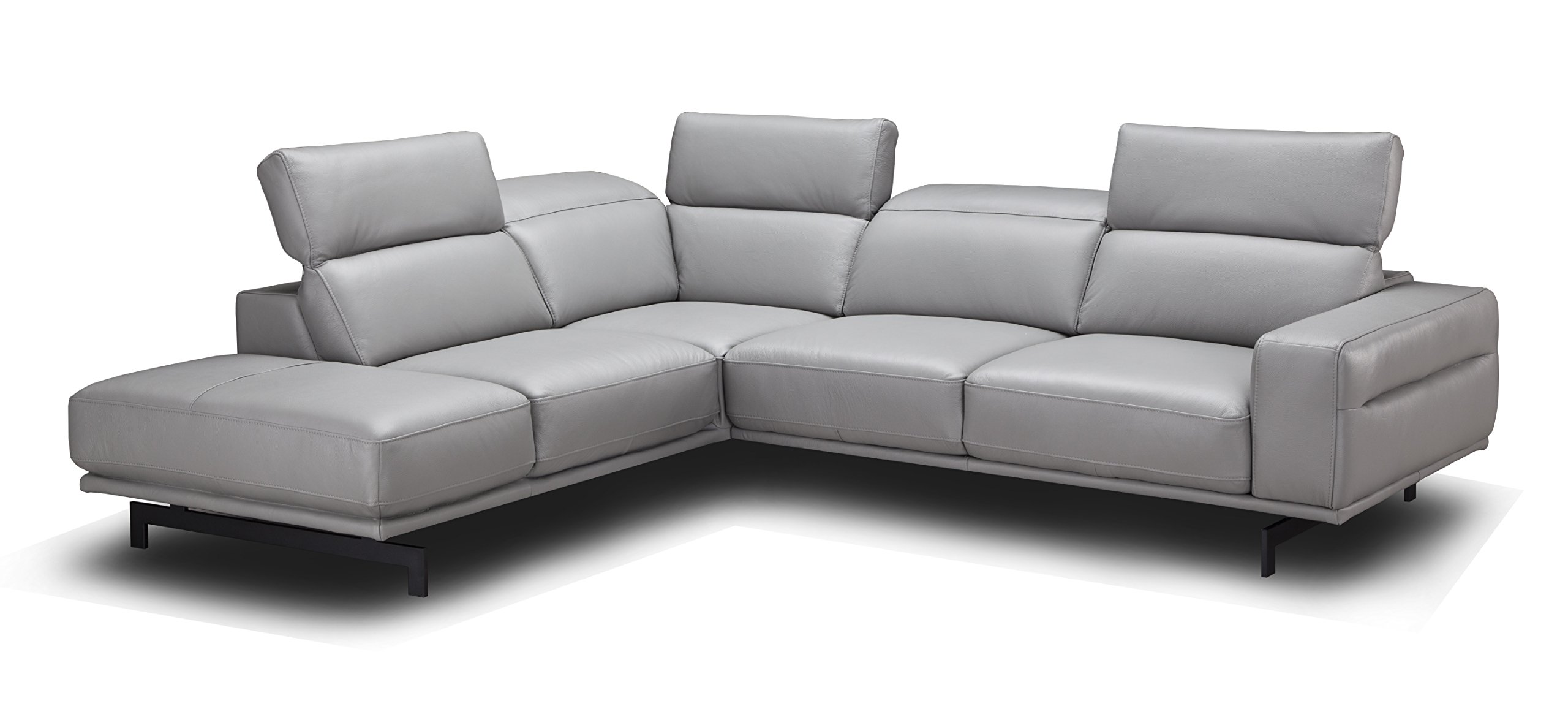 Premium Leather Sectional Sleeper Sofa with Chaise - Light Grey | J and M Furniture Davenport LHF | Modern Living Room Furniture for Home Theater & Family Gatherings