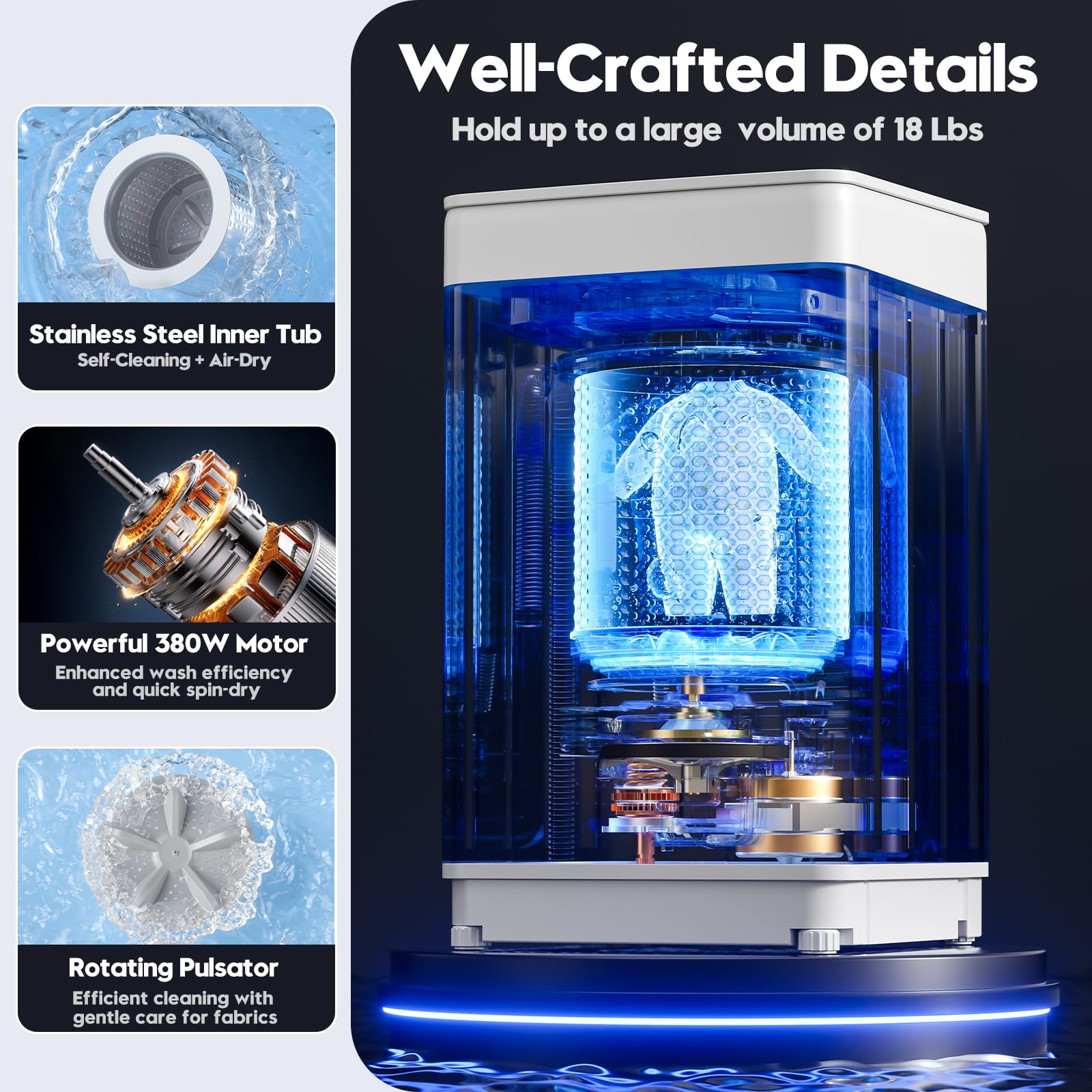 Auertech 18 lbs Portable Washer and 10 lbs Dryer Combo Set - Compact Fully Automatic Washing Machine for Small Spaces - Perfect for Apartments, RVs, Dorms, Camping & Laundry Rooms