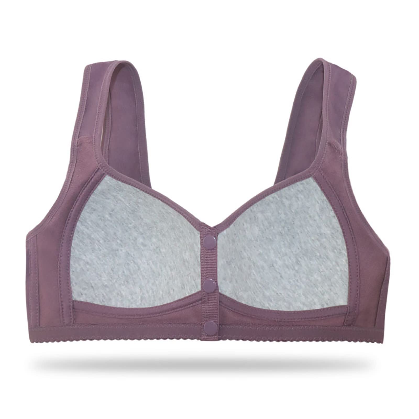 Women's Seamless Front Close Cotton Sports Bra - Full Support Wireless Comfort for Yoga, Gym & Everyday Wear - Black