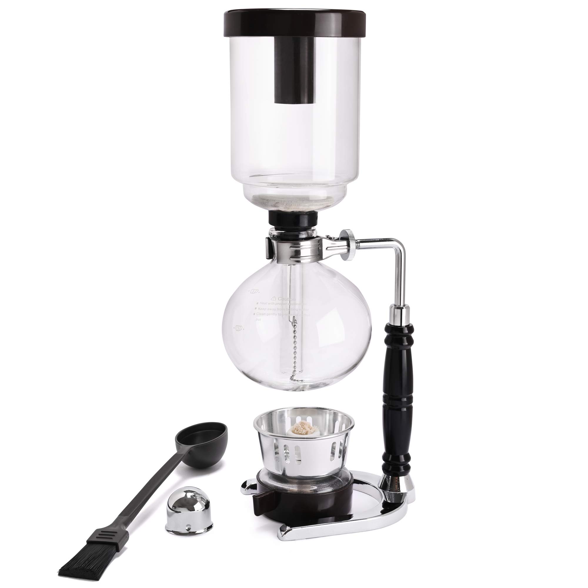 Vacuum Siphon Coffee Maker - 5-Cup Glass Brewer for Home & Office Use