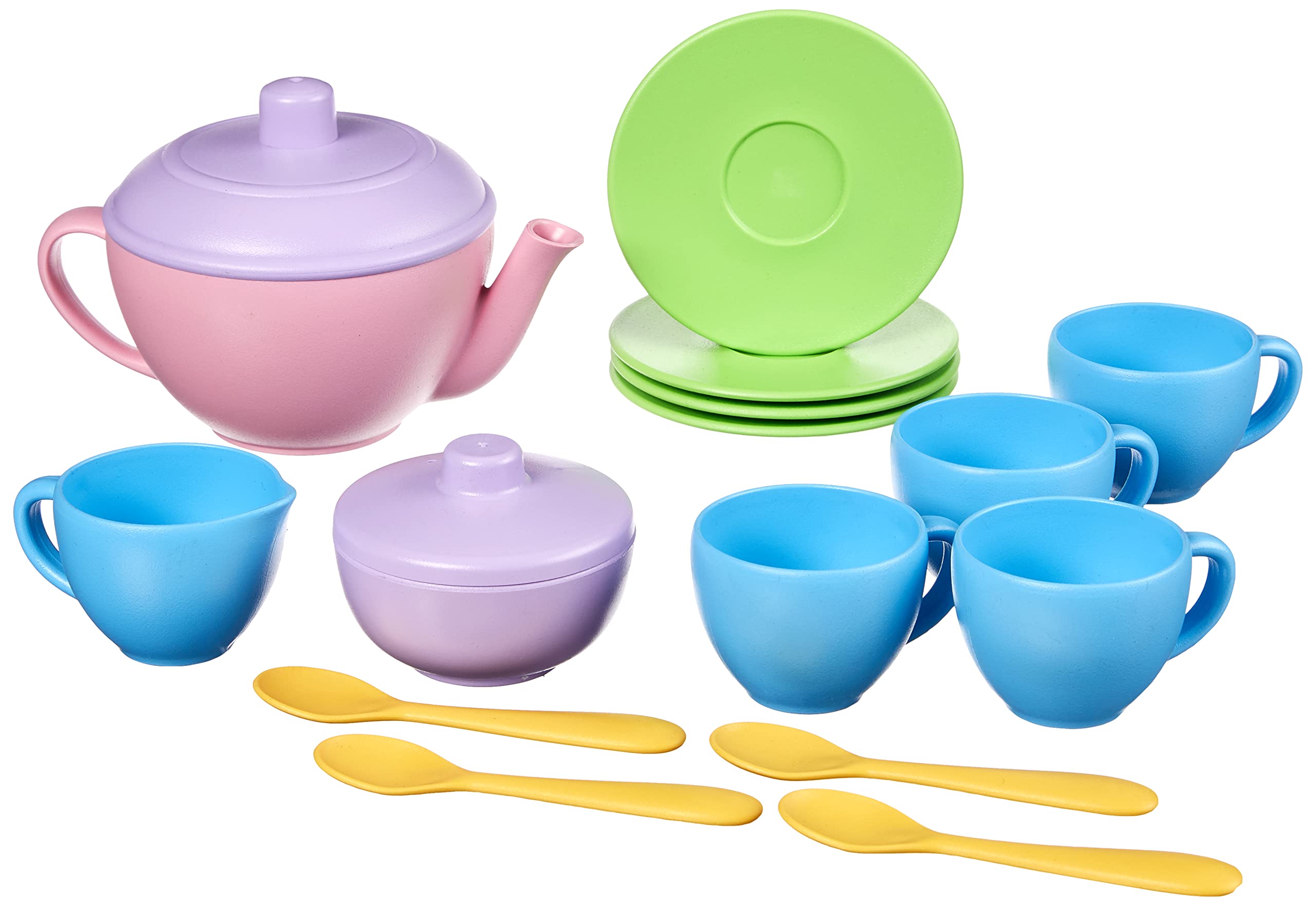 Green Toys Tea Set for Kids - Eco-Friendly & BPA-Free Pretend Play - Perfect for Imaginative Play, Tea Parties & Toddler Learning Activities