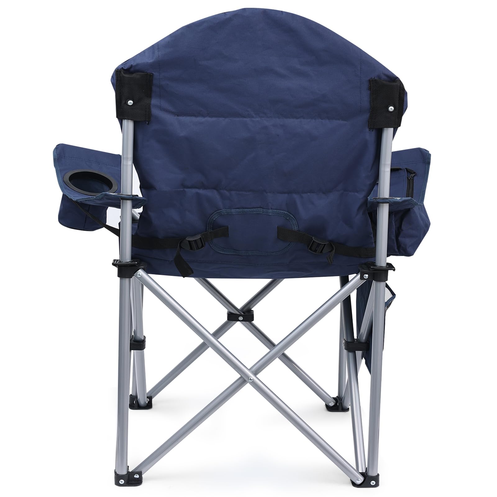 **Heavy Duty Oversized Camping Chairs for Adults - Padded Folding Chairs with Lumbar Support & Storage Pocket - 400LB Capacity - Perfect for Outdoor Camping, Backyard, Beach & Picnic**