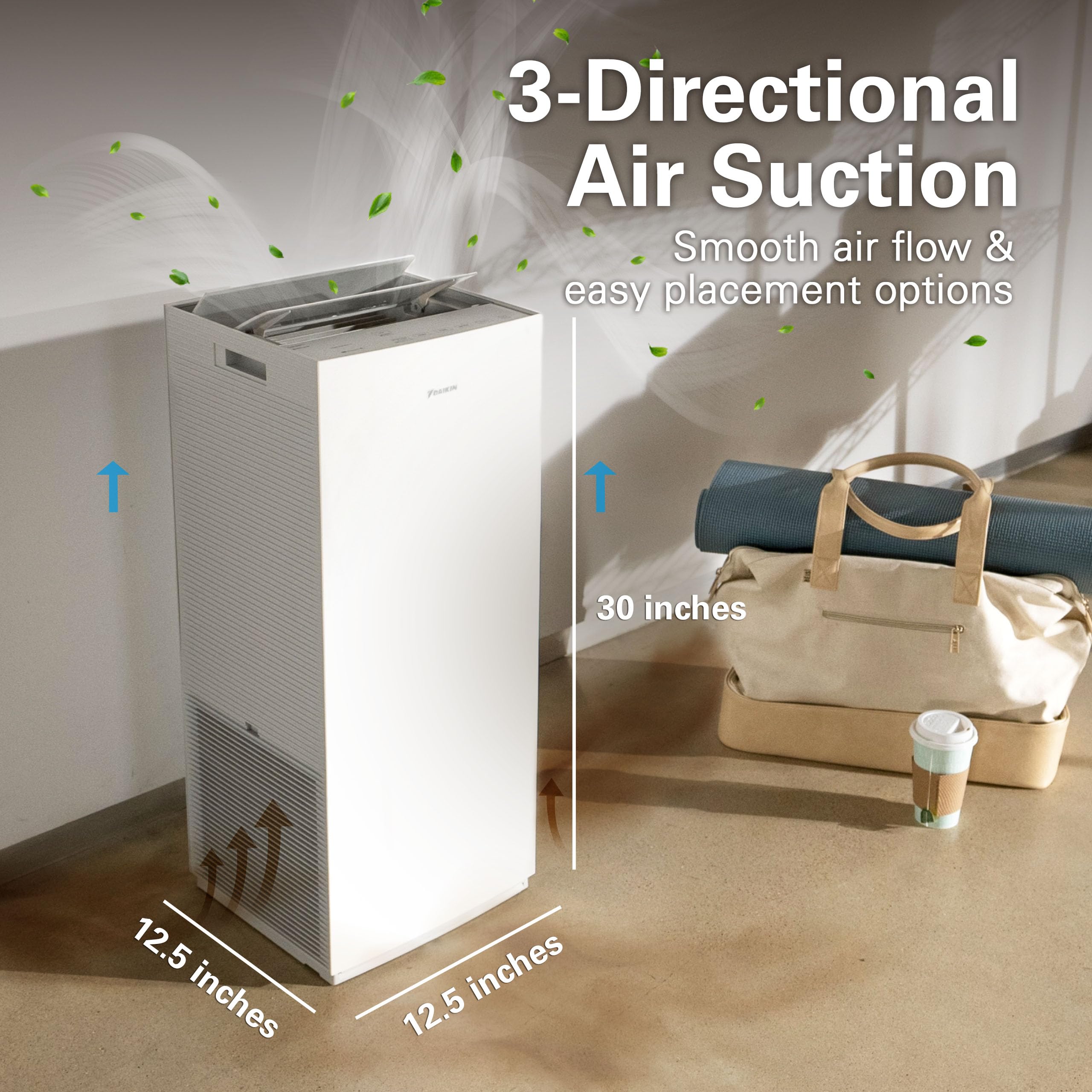 DAIKIN MCKB70YSAU HEPA Air Purifier with Activated Carbon & UVC LED Light - Zero Ozone, CARB Certified (12.5x12.5x30 in) for Bedroom, Office & Allergy Relief
