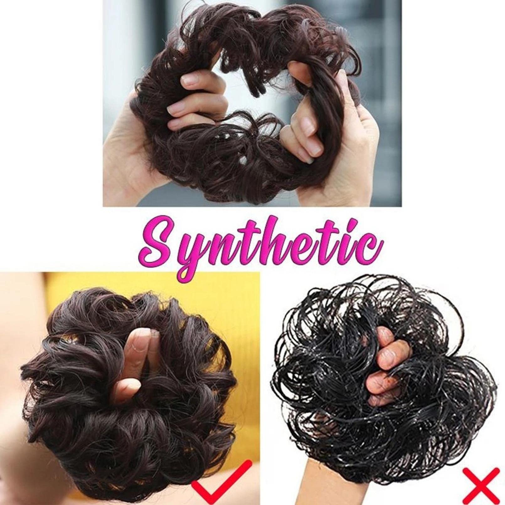 Alalaso Women's Curly Messy Bun Hair Extensions - Synthetic Tousled Updo Ponytail Hairpieces with Scrunchies for Everyday & Party Hairstyles