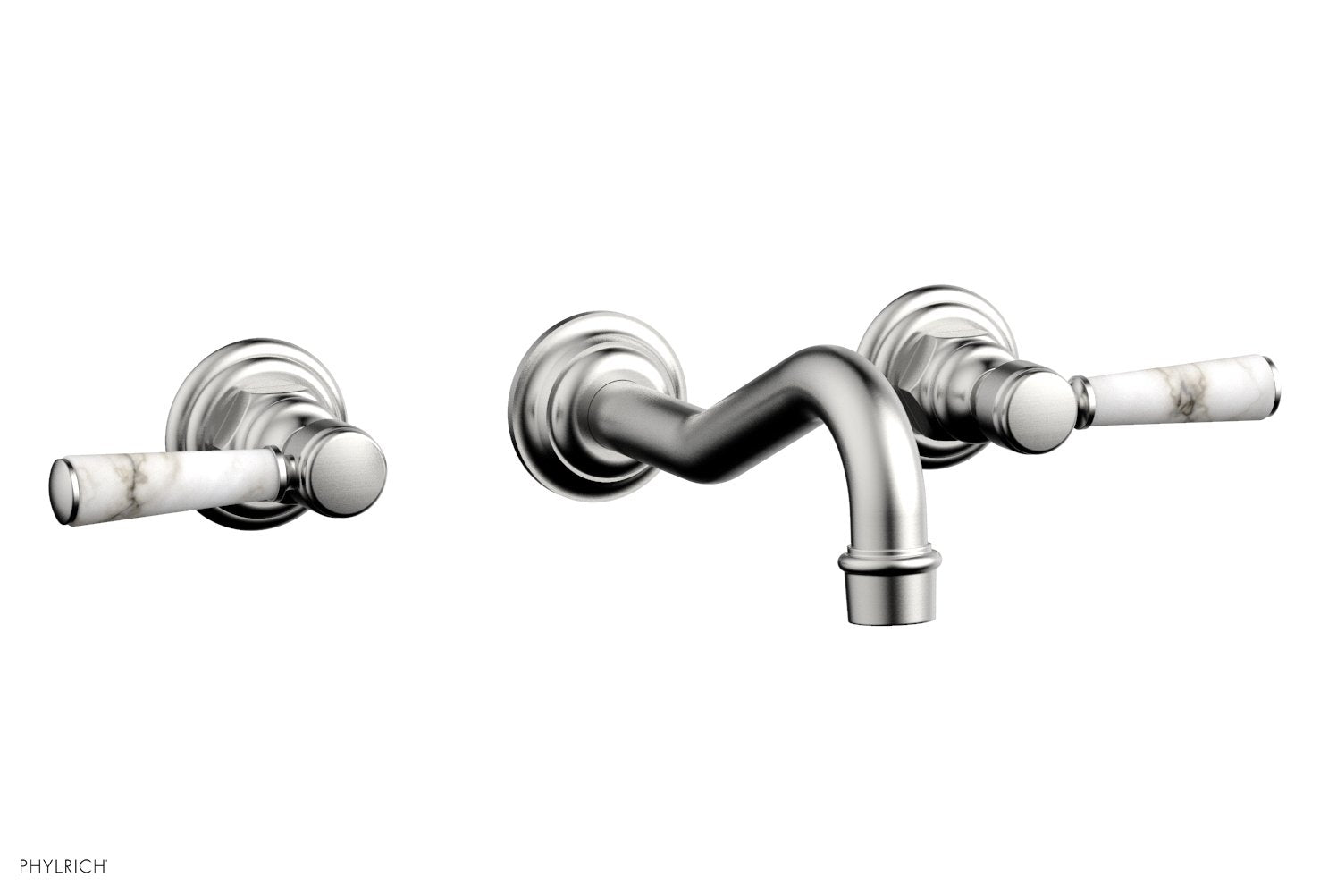 HENRI Wall Lavatory Set - White Marble Lever Handles 161 13 | Modern Bathroom Faucet & Sink Handle Set | Perfect for Bathroom Renovation & Luxury Home Decor