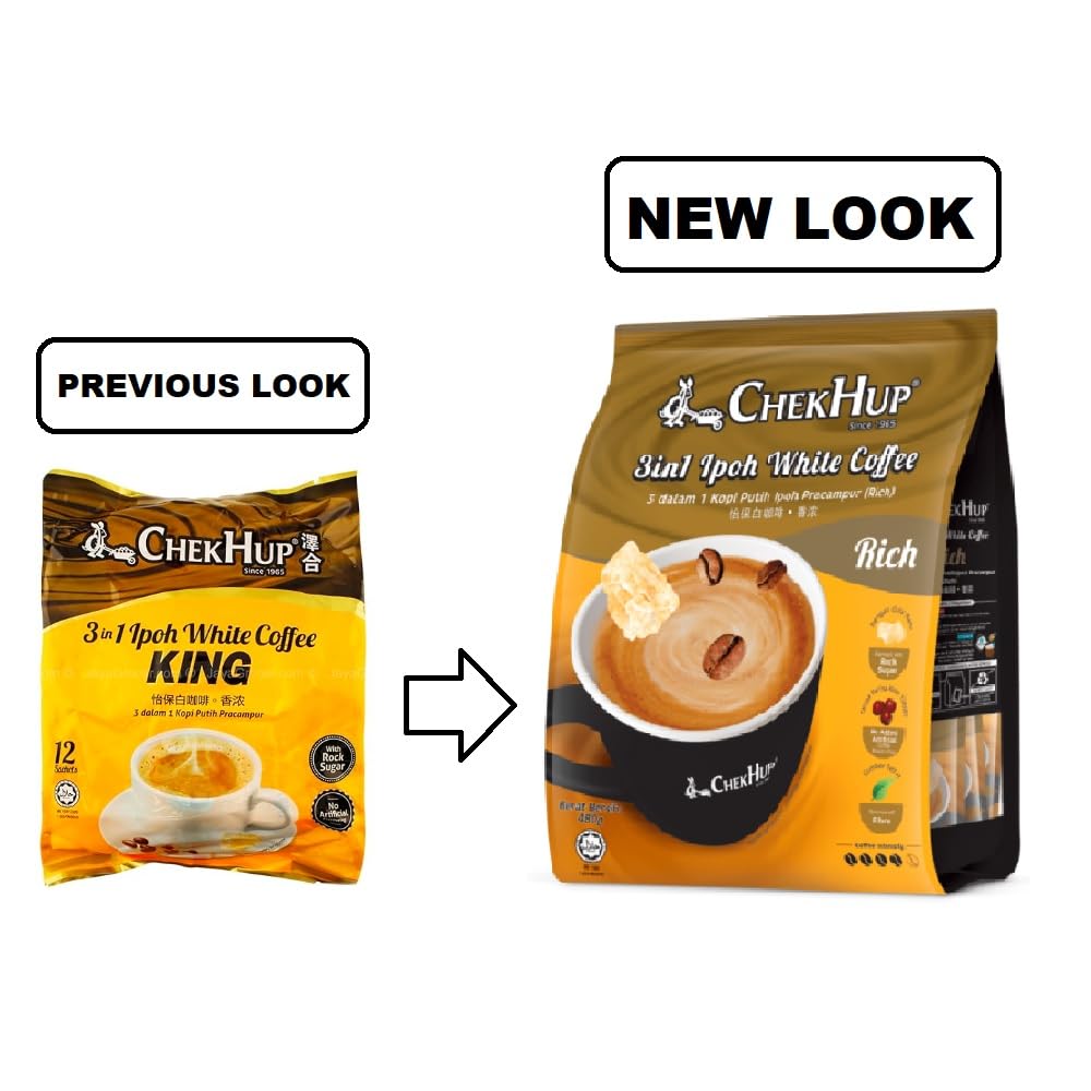 Chek Hup 3-in-1 Ipoh White Coffee Instant Coffee Mix - 12 Pack | Premium Malaysian Coffee with Creamer & Sugar | Perfect for Office, Home & Travel