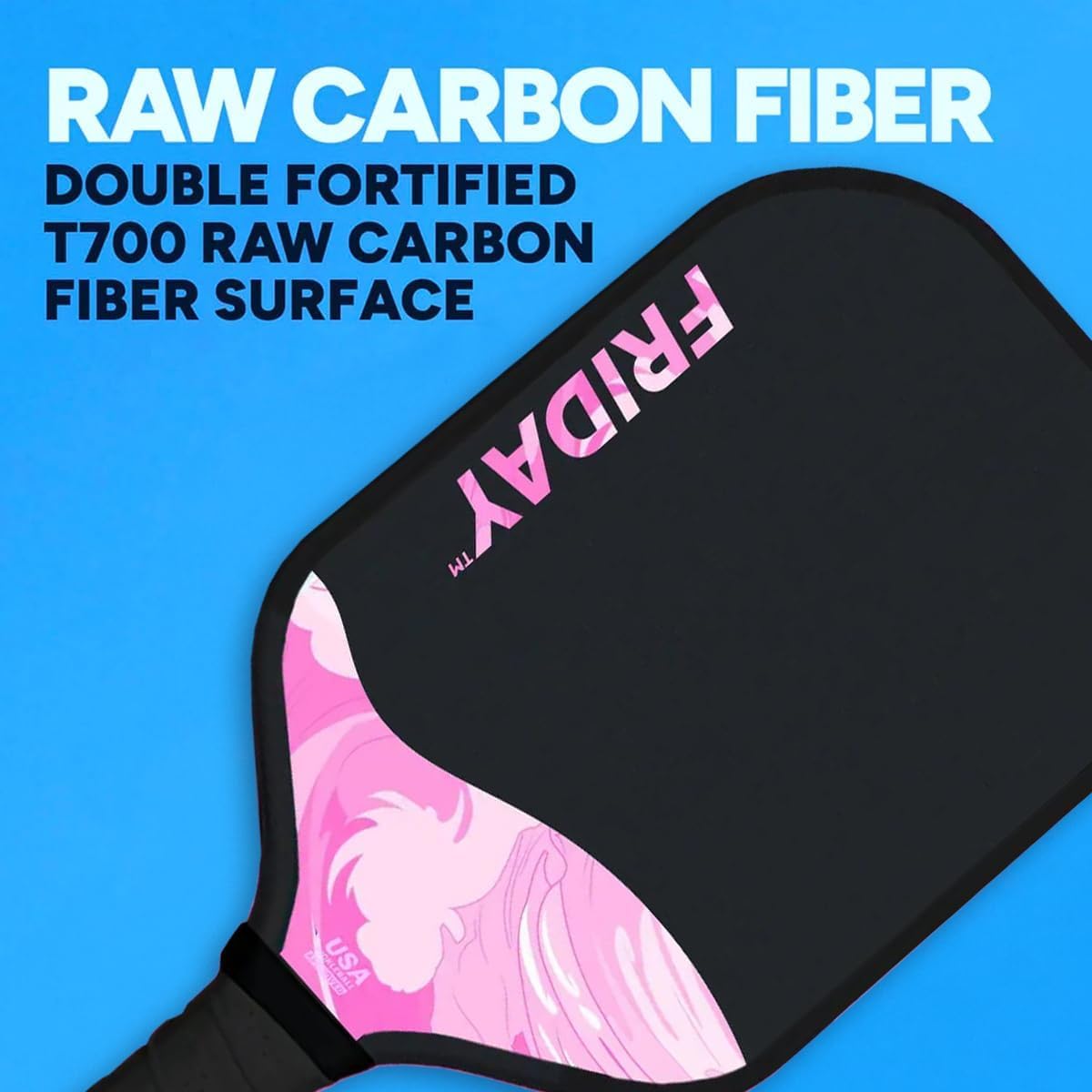 Challenger Friday Paddle - USAP Approved T700 Raw Carbon Fiber Pickleball Paddle with Foam Injected Walls & Honeycomb Core | Tennis Style Grip & Gritty Surface for Enhanced Spin | Perfect for Competitive Play & Recreational Pickleball Games