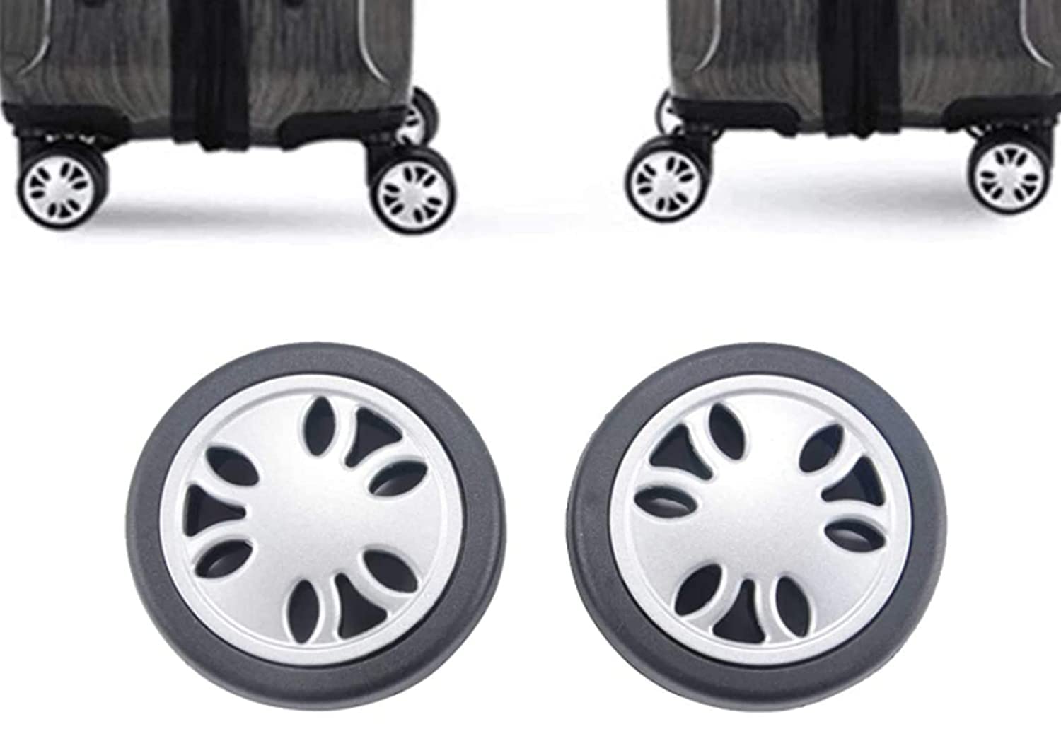 4PCS 50x15mm Black Silent Swivel Caster Wheels for Luggage Suitcase Repair - Durable Rubber Replacement Wheels with Bearings - Perfect for Travel, Business Trips & Suitcase Maintenance